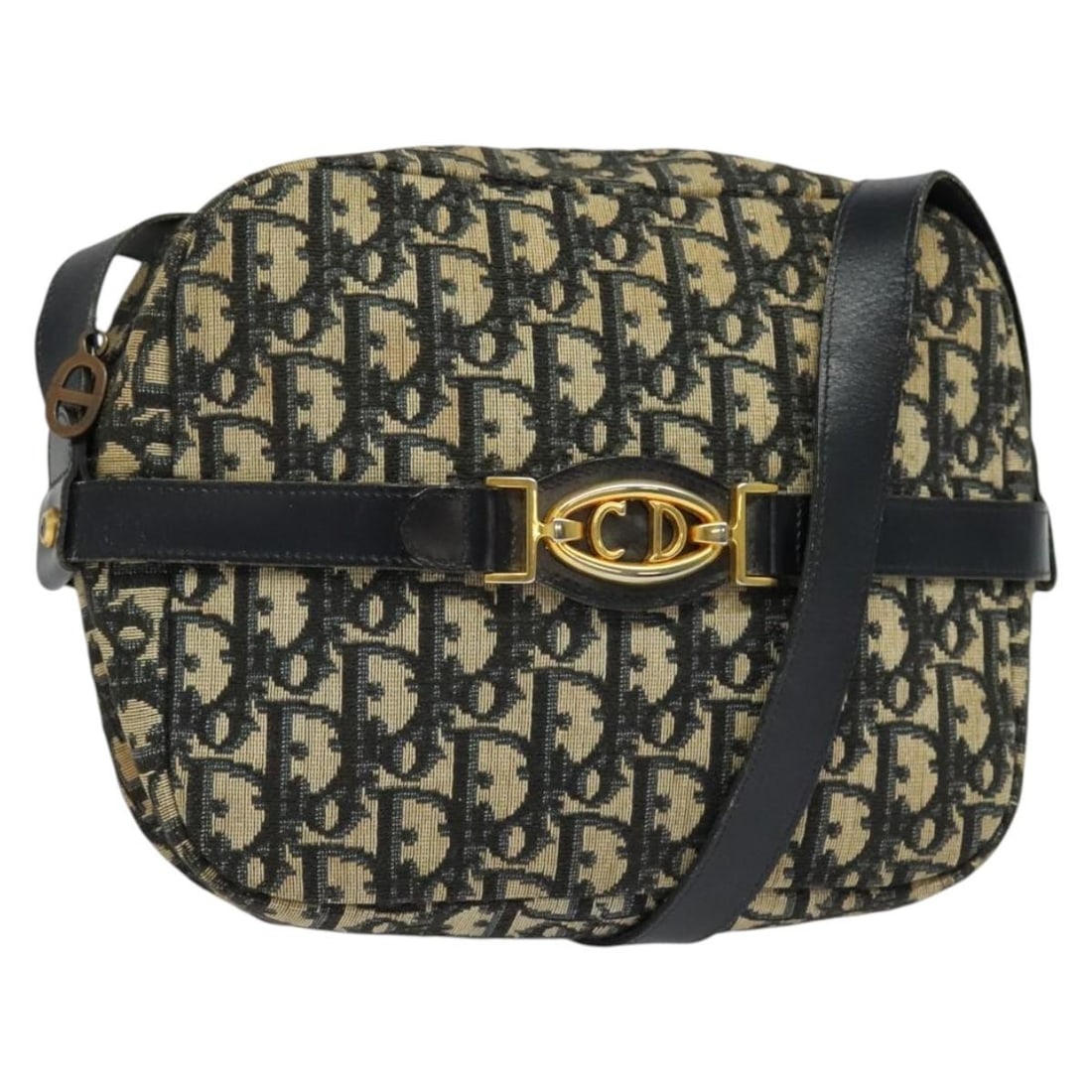Navy Trotter Shoulder Bag by Christian Dior Vintage Collection: Navy Trotter Shoulder Bag by Christian Dior Vintage Collection This Christian Dior vintage Trotter shoulder bag features a navy exterior with signature Trotter pattern. The bag shows signs of wear, in