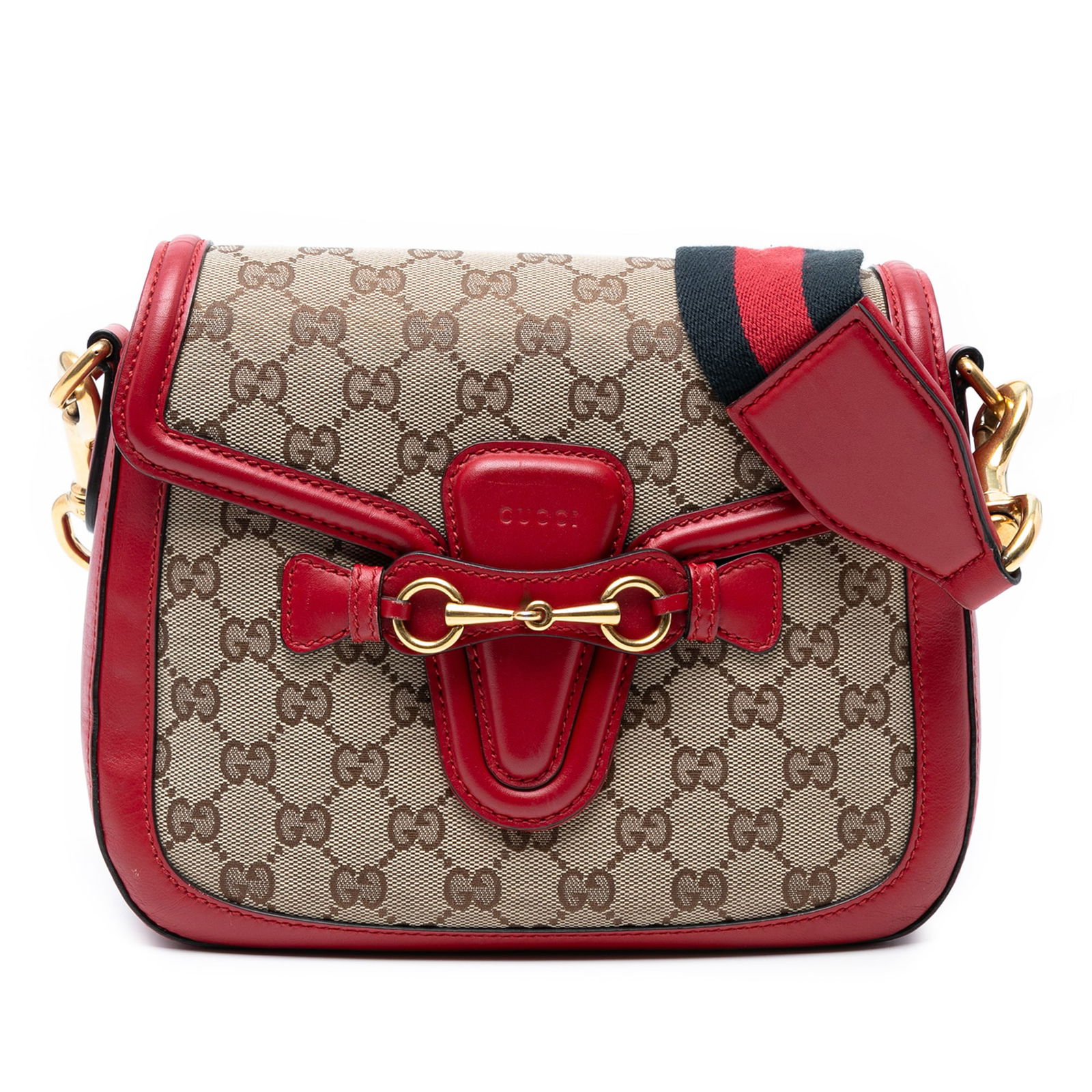 Gucci Medium GG Canvas Crossbody Bag with Leather Trim: Gucci Medium GG Canvas Crossbody Bag with Leather Trim Introducing the Gucci Medium GG Canvas Lady Web Crossbody, a stylish accessory designed for the modern woman. This elegant bag features a durable