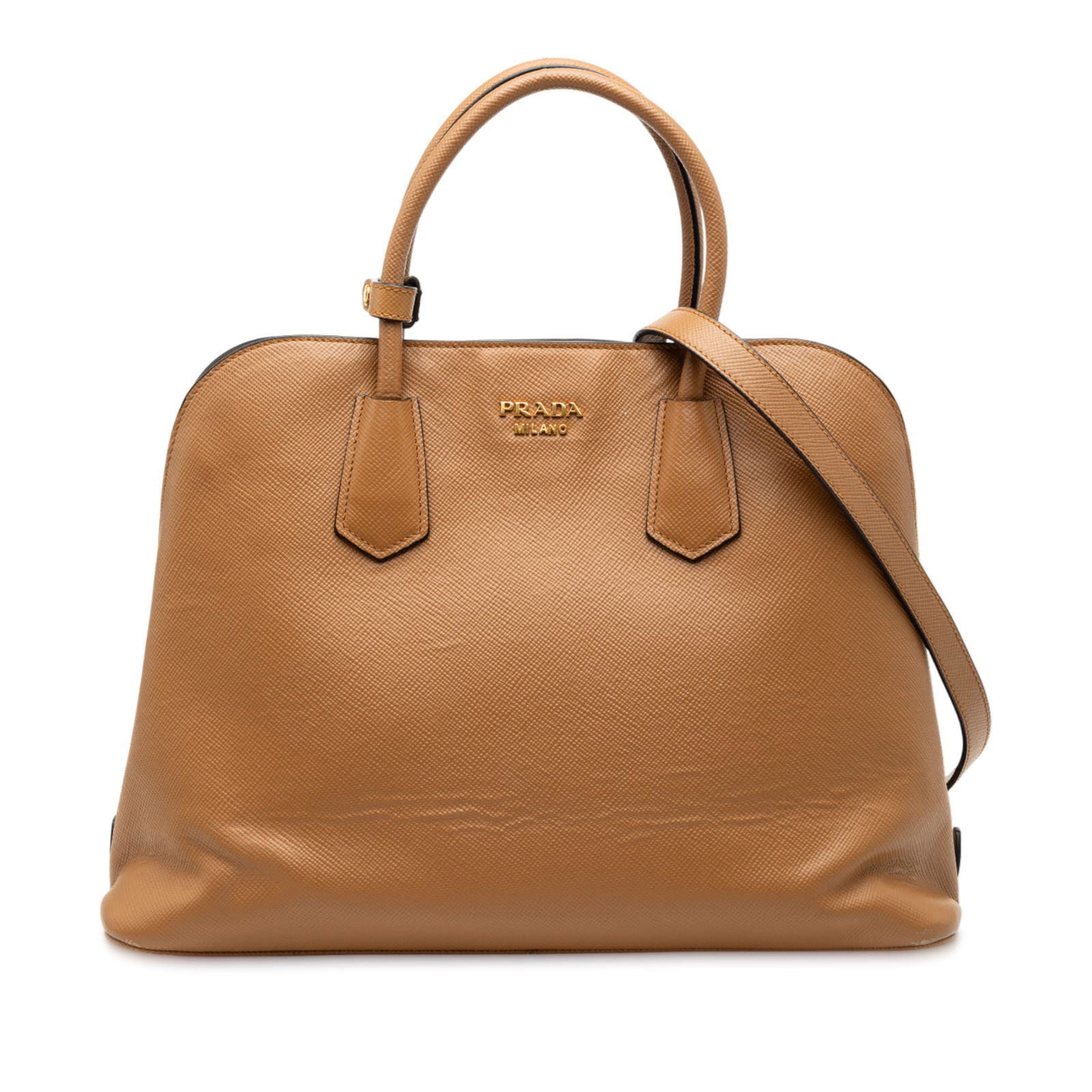 Brown Prada Saffiano Leather Satchel with Dome Shape and Detachable Strap (1 of 10)