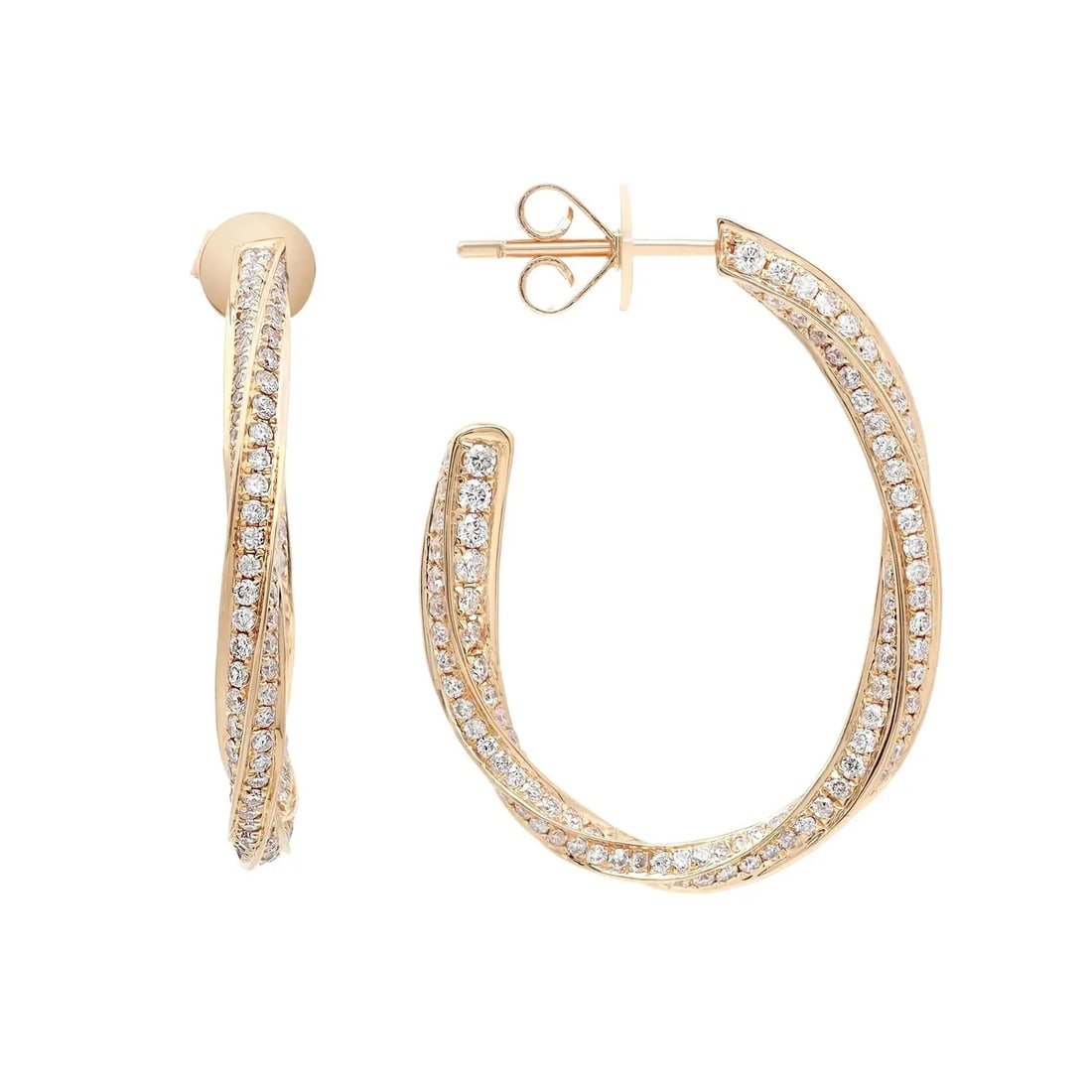 R Rachel Koen 2.04Cttw Diamond Hoop Earrings in 18K Yellow Gold: R Rachel Koen 2.04Cttw Diamond Hoop Earrings in 18K Yellow Gold Embrace elegance with these 2.04 carat total weight pave set round cut diamond hoop earrings, expertly crafted in luxurious 18K yellow g