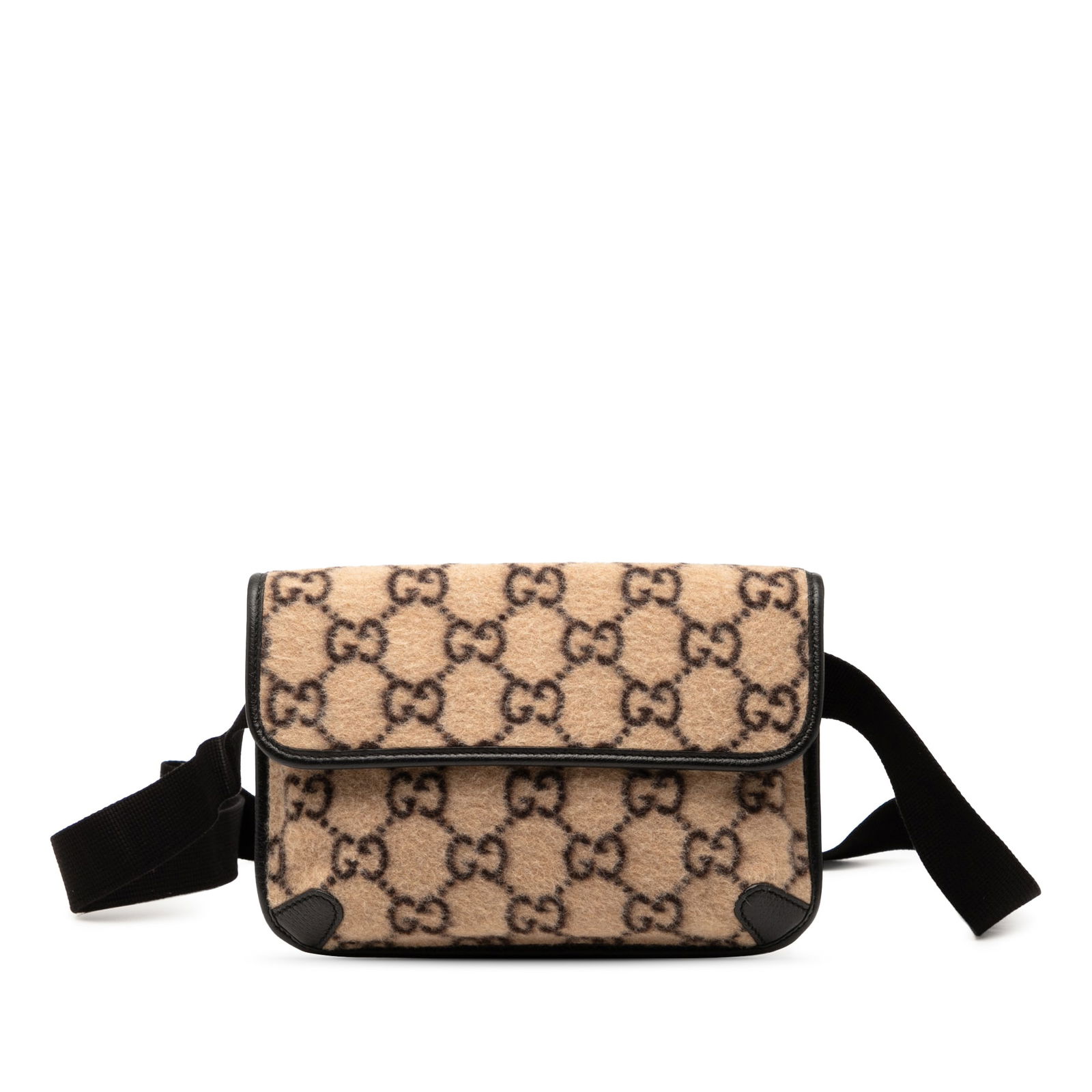 Gucci GG Wool Slim Belt Bag Brown Fabric with Leather Trim: Gucci GG Wool Slim Belt Bag Brown Fabric with Leather Trim The Gucci GG Wool Slim Belt Bag is a stylish accessory crafted from a wool body complemented by leather trim. It features an adjustable flat