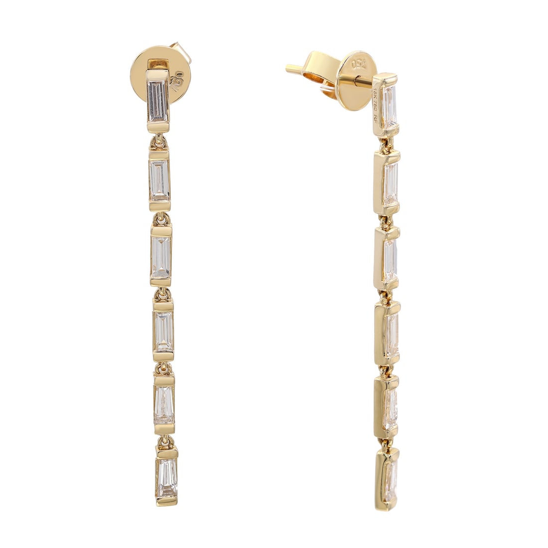 Rachel Koen 18K Yellow Gold Baguette Diamond Drop Earrings 0.83CT (1 of 6)