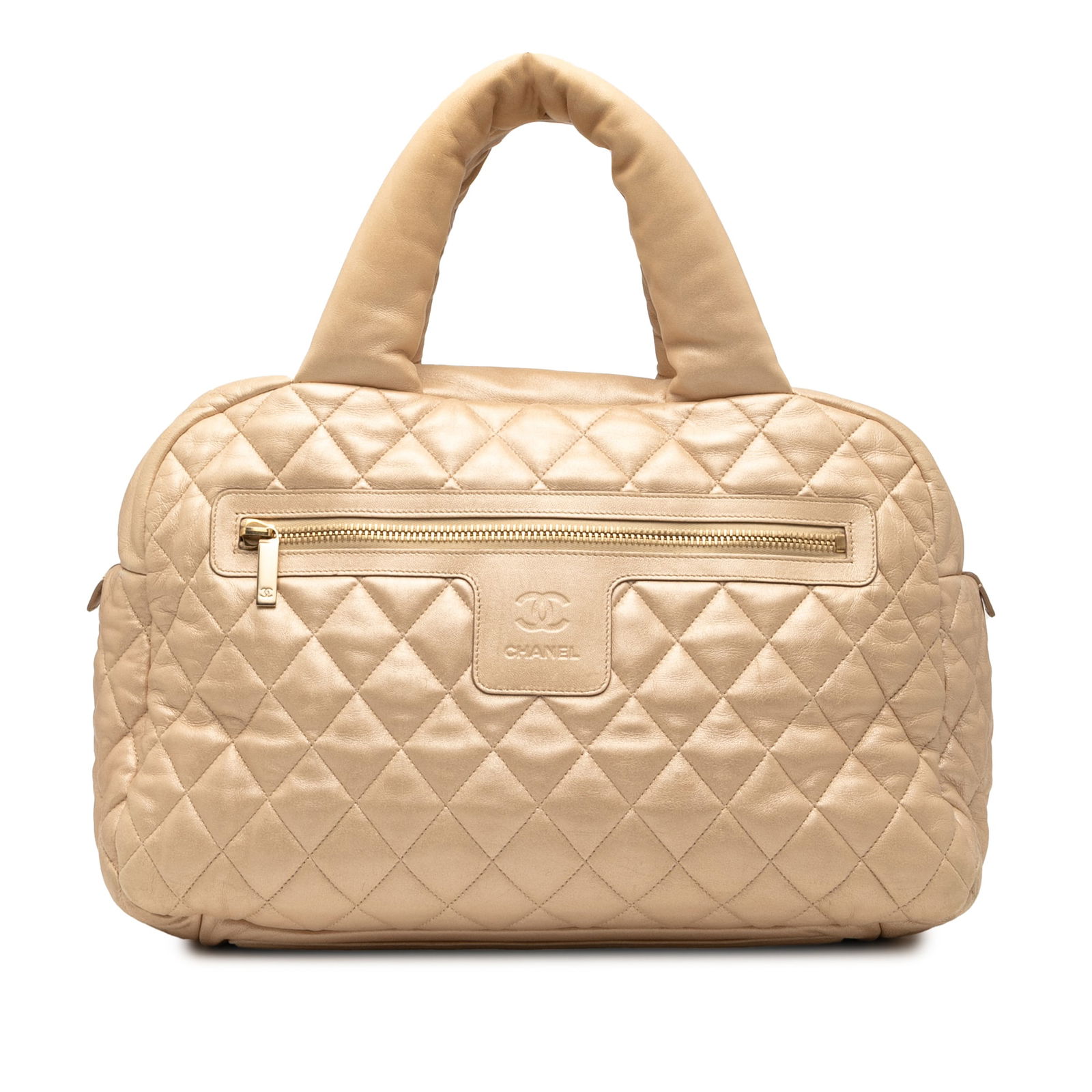 Chanel Quilted Lambskin Coco Cocoon Bowler Bag Brown Italy: Chanel Quilted Lambskin Coco Cocoon Bowler Bag Brown Italy The Chanel Quilted Lambskin Coco Cocoon Bowler Bag is a stylish and functional accessory, crafted from quilted lambskin leather. This bag fea