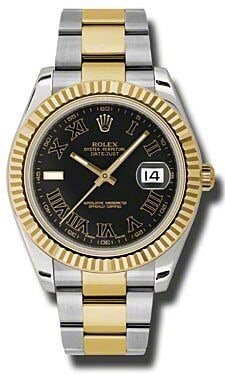 Rolex Datejust II 116333 Oyster Bracelet Black Roman Dial 2014 White Card: Rolex Datejust II 116333 Oyster Bracelet Black Roman Dial 2014 White Card This Rolex Datejust II features a black Roman numeral dial and a classic fluted bezel, complemented by an Oyster bracelet. The