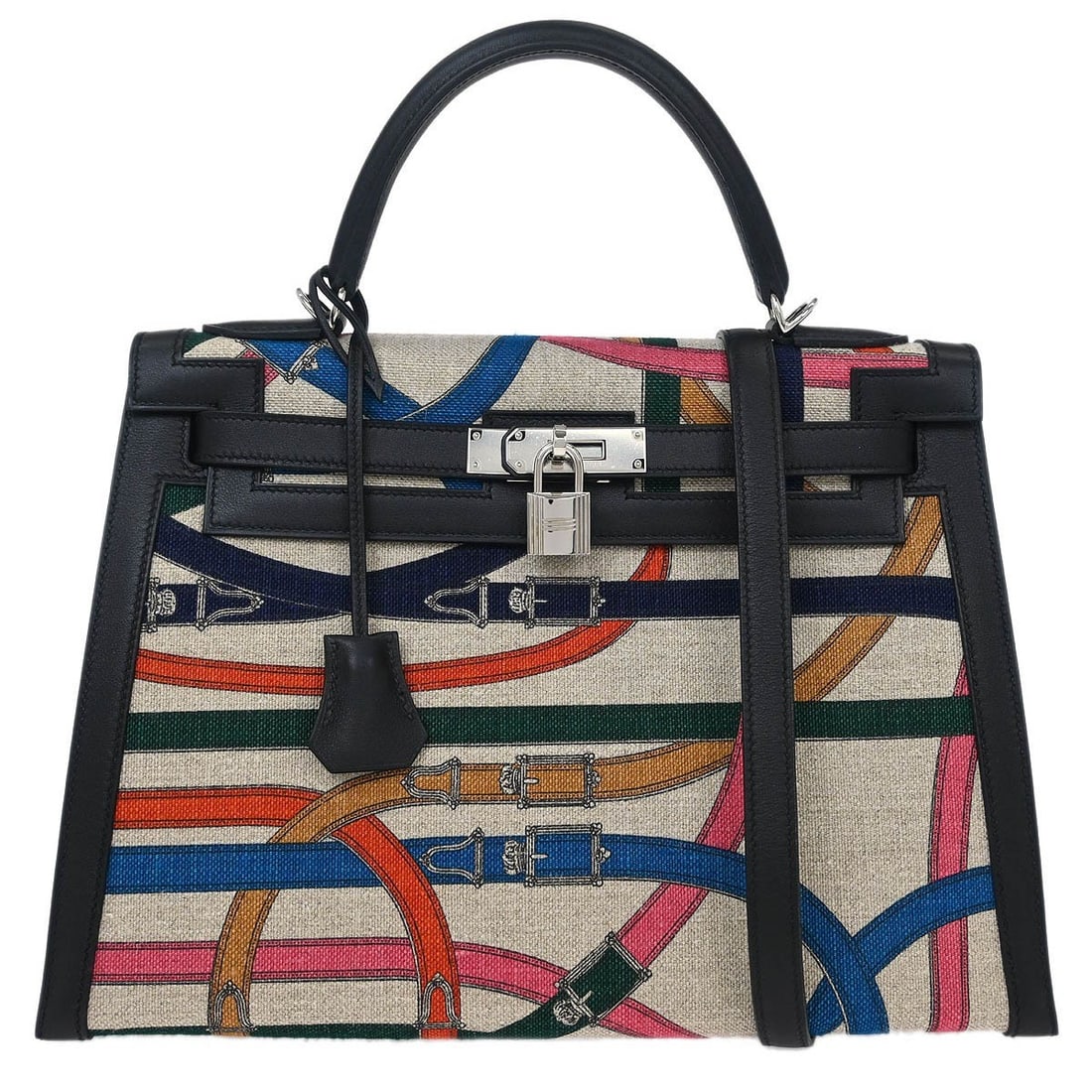 Hermes Black Toile De Camp Kelly 32 Sellier Handbag: Hermes Black Toile De Camp Kelly 32 Sellier Handbag Introducing the exquisite Hermes Black Toile De Camp Cavalcadour Kelly 32 Sellier Handbag, a perfect blend of elegance and functionality. This mediu
