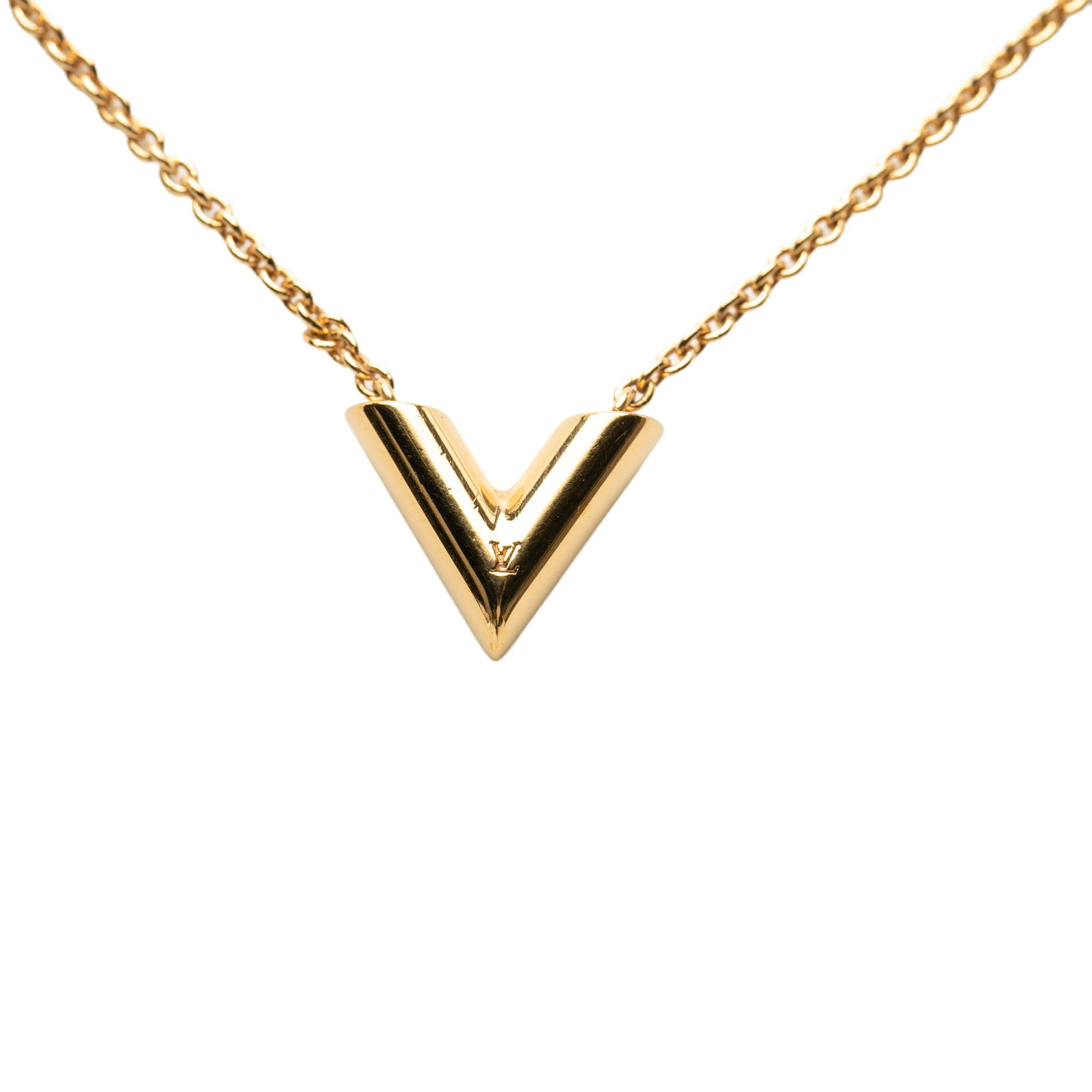 Louis Vuitton Essential V Pendant Gold Plated Necklace (1 of 6)
