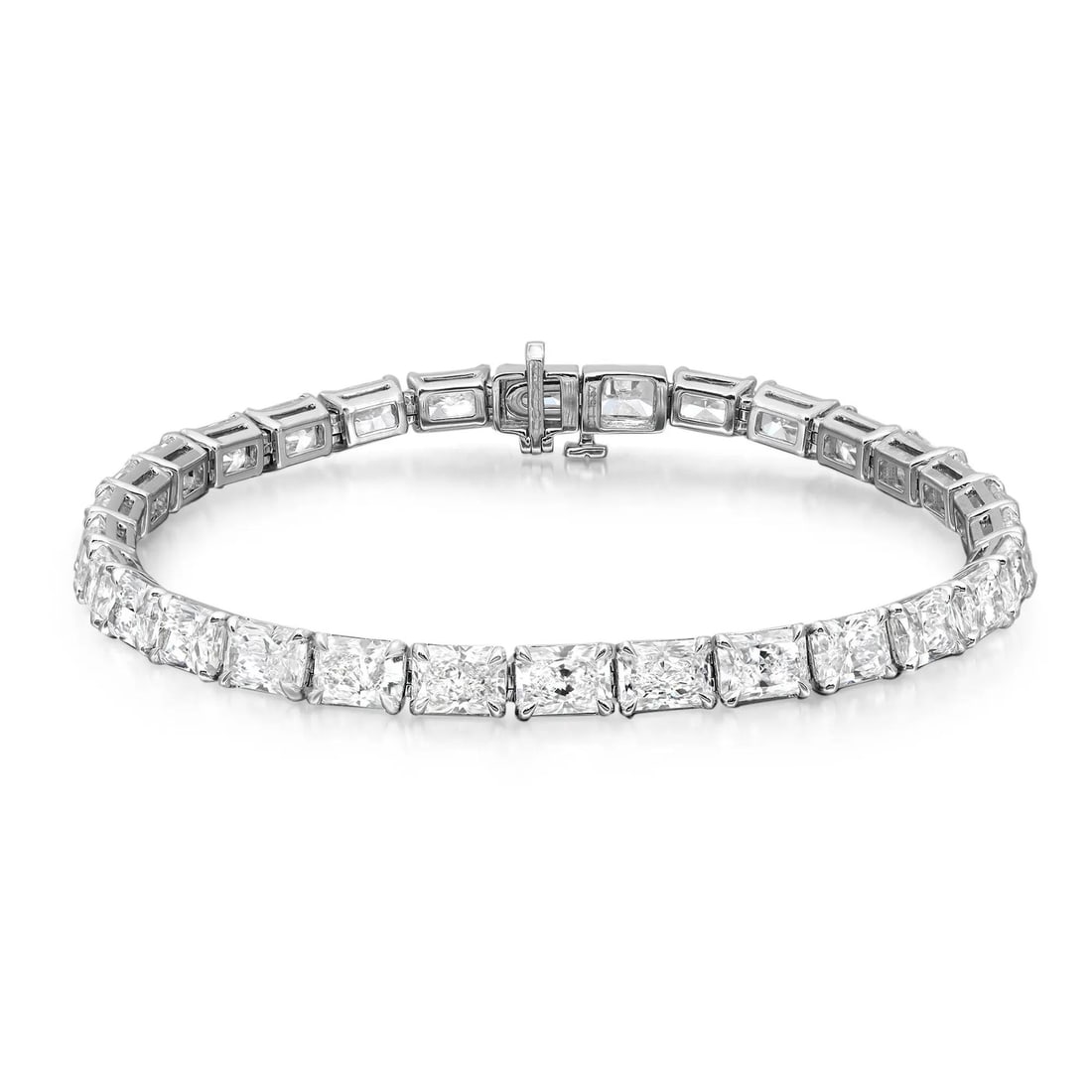 Rachel Koen 14K White Gold Tennis Bracelet 15.57CT Lab Grown Diamonds: Rachel Koen 14K White Gold Tennis Bracelet 15.57CT Lab Grown Diamonds This stunning tennis bracelet showcases 30 prong set radiant cut lab grown diamonds, elegantly crafted in 14K white gold. With a t