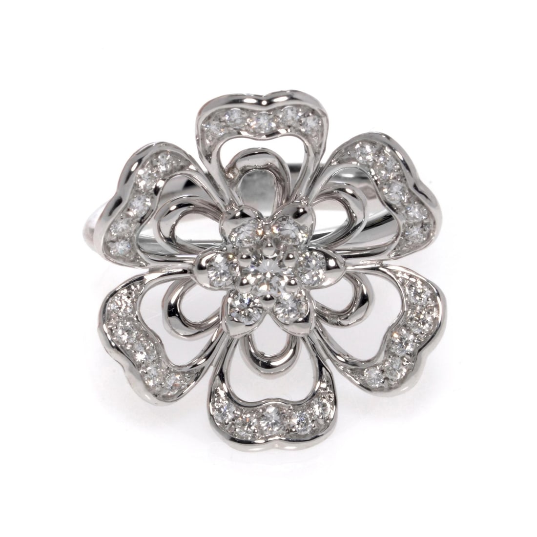 Luca Carati 18K White Gold Diamond Cocktail Ring 0.68 Cttw Size 7.25 (1 of 6)