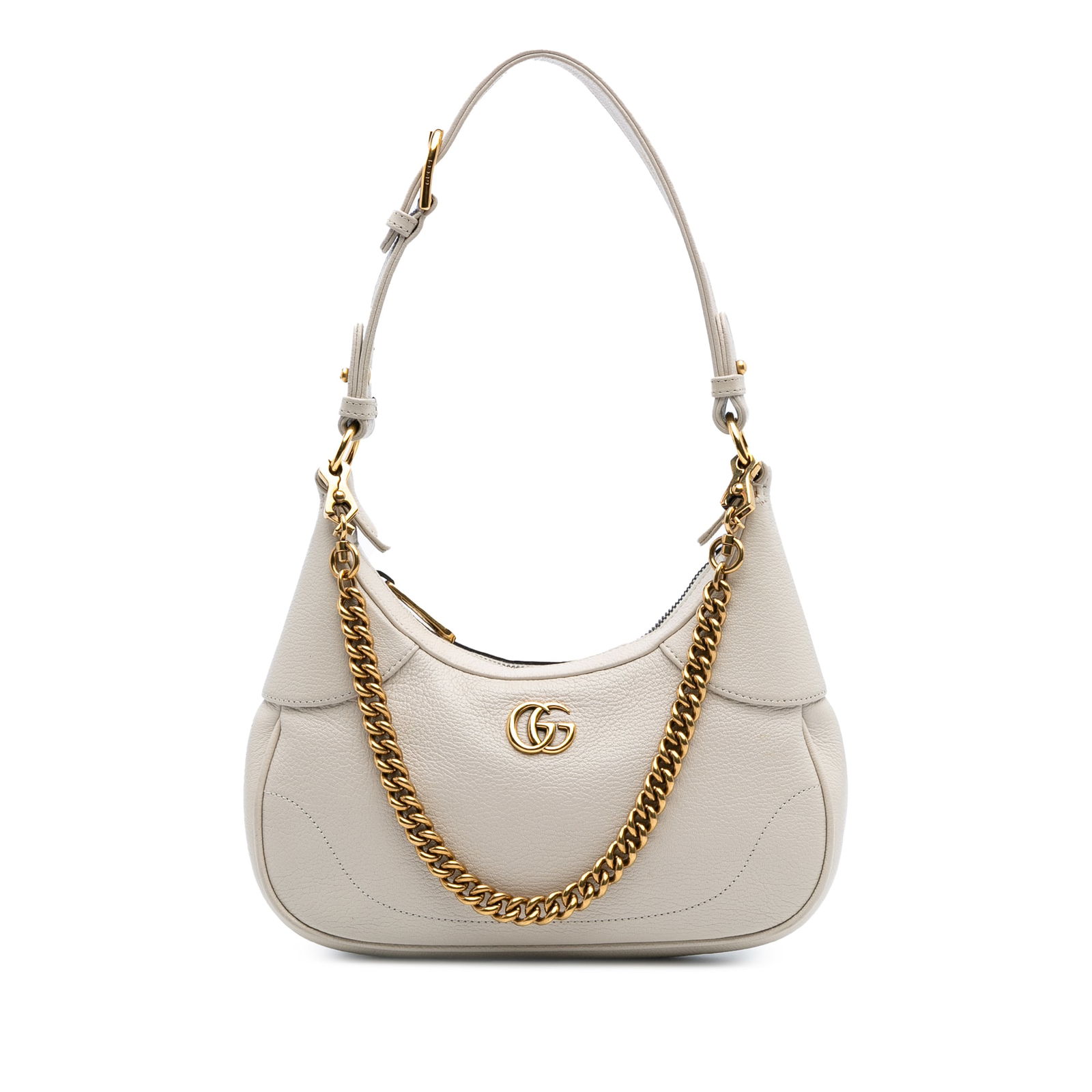 Gucci Small Calfskin Aphrodite Satchel White Leather Bag: Gucci Small Calfskin Aphrodite Satchel White Leather Bag This Gucci Small Calfskin Aphrodite Satchel showcases a refined leather exterior in a classic white hue. It features a detachable chain handle
