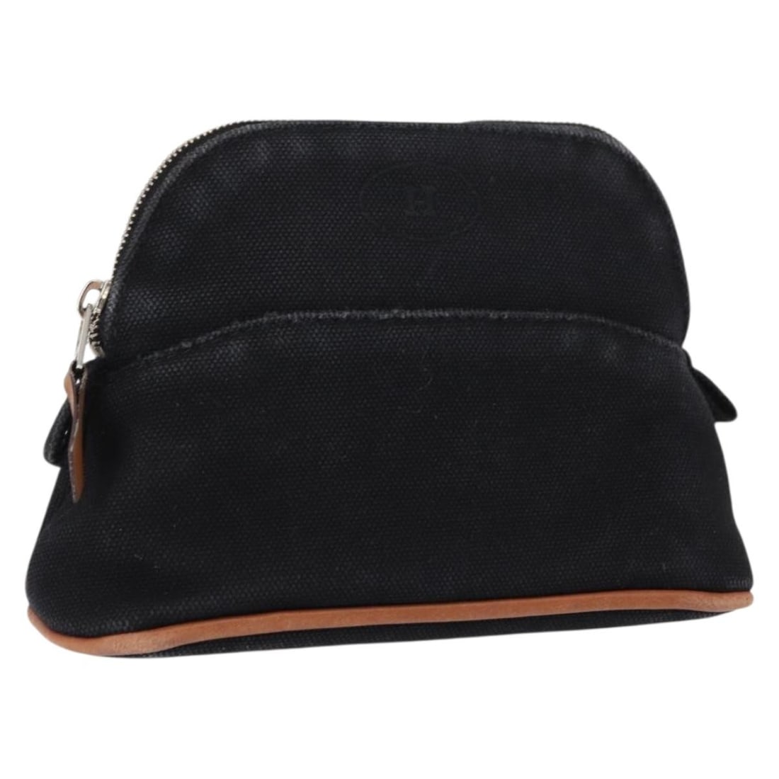 Black Bolide Clutch Pouch by Hermes Leather Pre-Owned: Black Bolide Clutch Pouch by Hermes Leather Pre-Owned This pre-owned Hermes Bolide travel pouch is crafted in black leather and designed for female use. It features surface wear such as loss of shape,