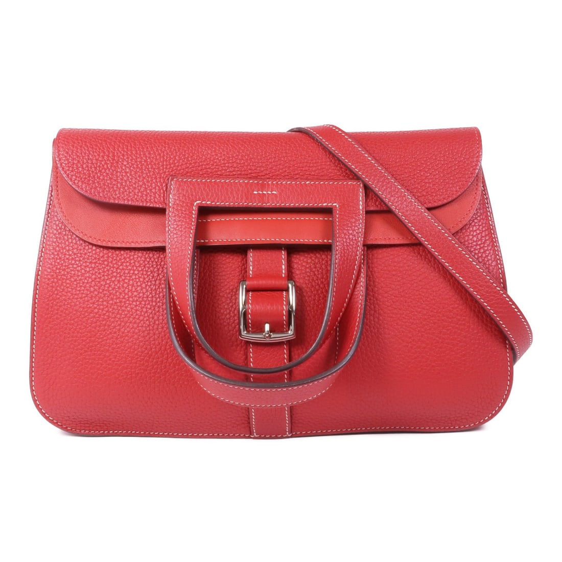 HERMES Halzan 31 2 Way Shoulder Bag Taurillon Clemence Red (1 of 14)