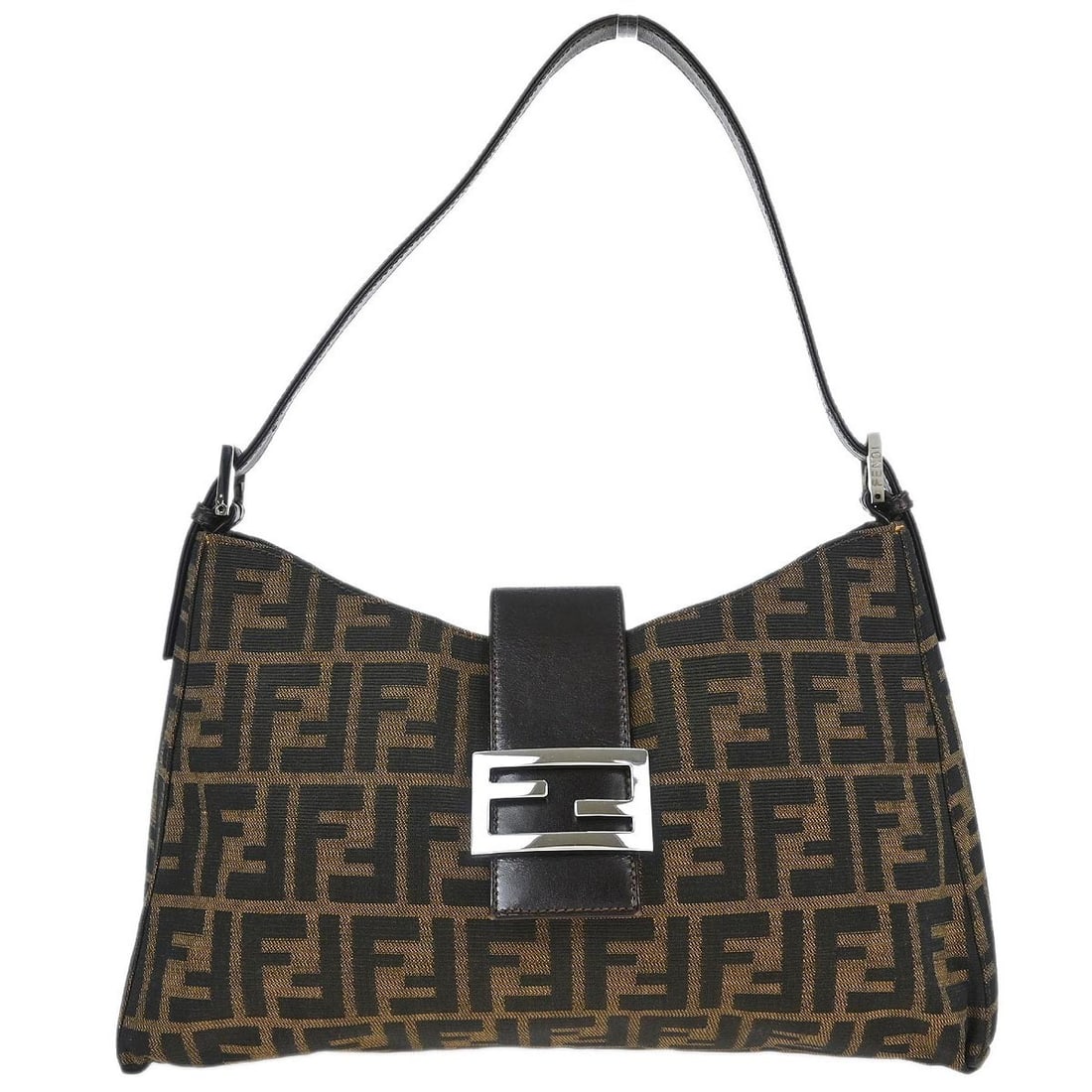 Fendi Brown Zucca Handbag 0916115001 with Silver Hardware (1 of 10)