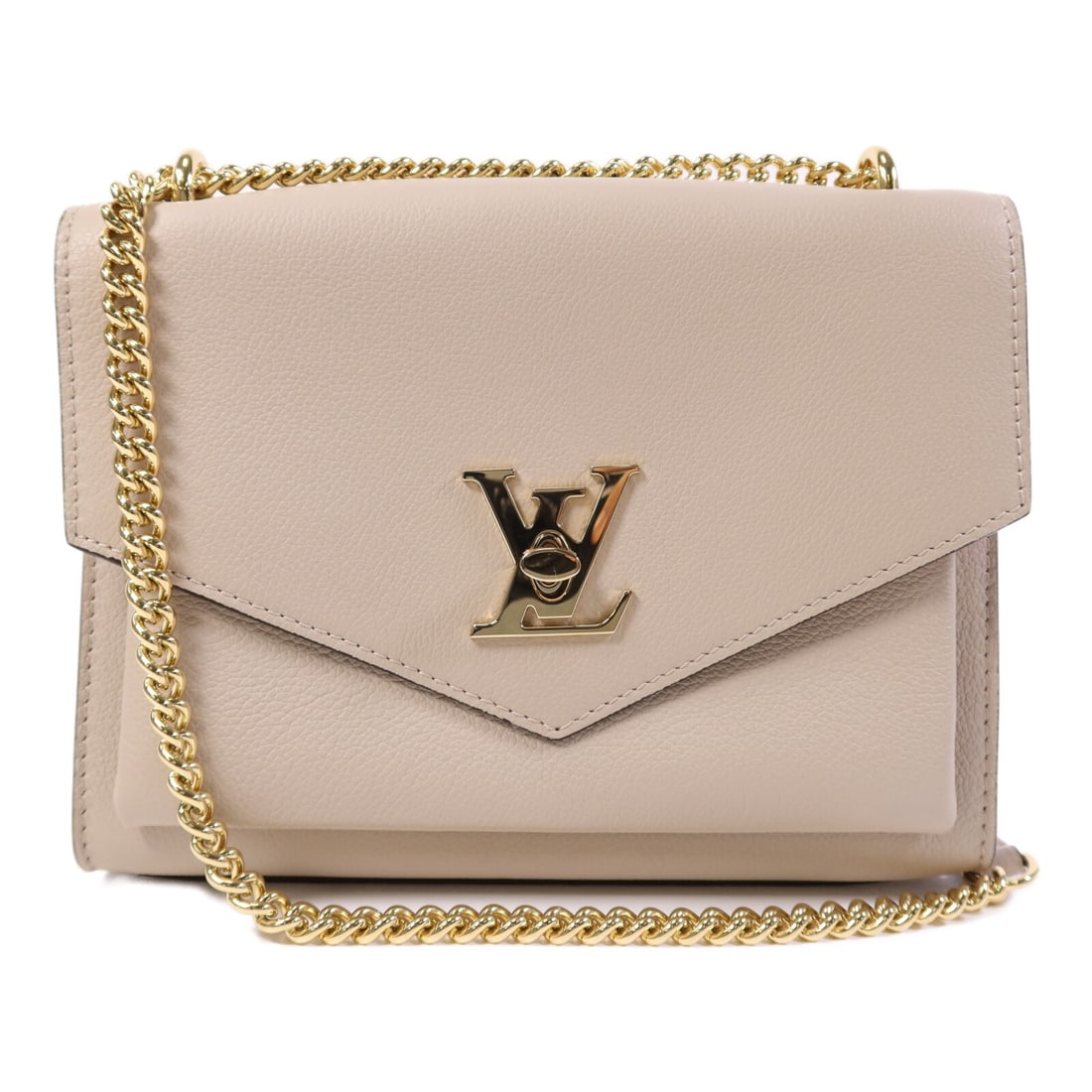 LOUIS VUITTON Mylockme Shoulder Bag M56137 Calfskin Beige GHW (1 of 14)
