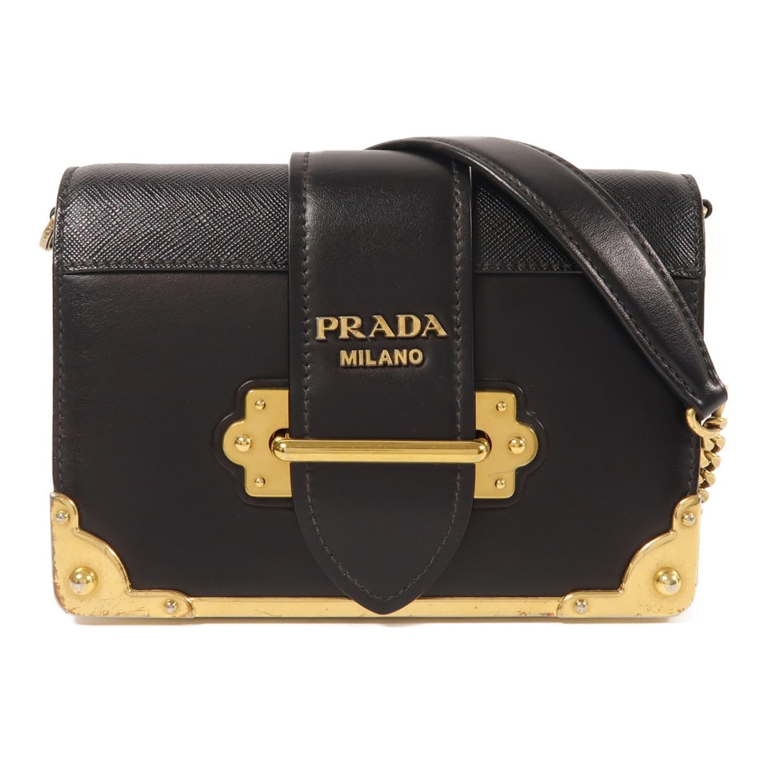 PRADA Shoulder Bag 1BH018 Black Calfskin Leather GHW (1 of 15)