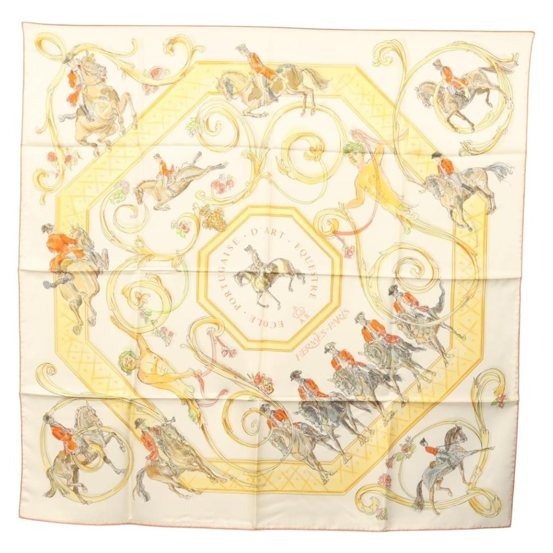 HERMES Ecole Portugaise d'Art Equestre Silk Scarf Beige 90cm (1 of 15)