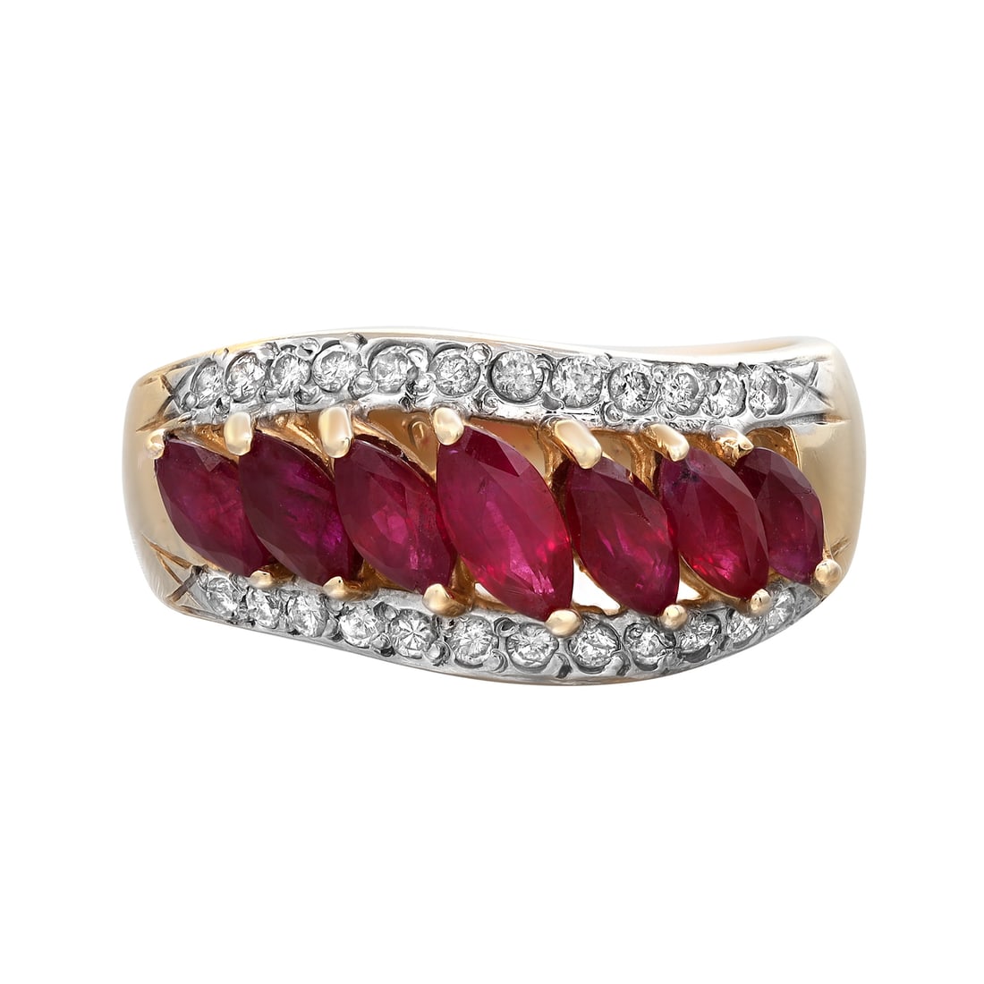 Rachel Koen 14k Yellow Gold Ruby Diamond Cocktail Ring 1.02 Ctw Size 6.75: Rachel Koen 14k Yellow Gold Ruby Diamond Cocktail Ring 1.02 Ctw Size 6.75 Elevate your jewelry collection with this stunning cocktail ring by Rachel Koen. This exquisite piece features a vibrant cente