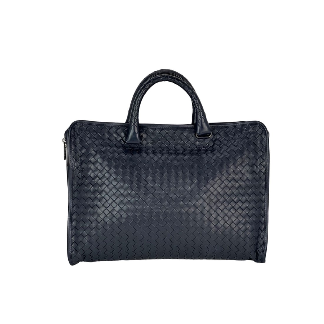 Bottega Veneta Blue Intrecciato Leather Zip Briefcase Bag: Bottega Veneta Blue Intrecciato Leather Zip Briefcase Bag This Bottega Veneta Intrecciato Top Zip Briefcase combines elegance with functionality, featuring a rich blue leather exterior with a woven pa