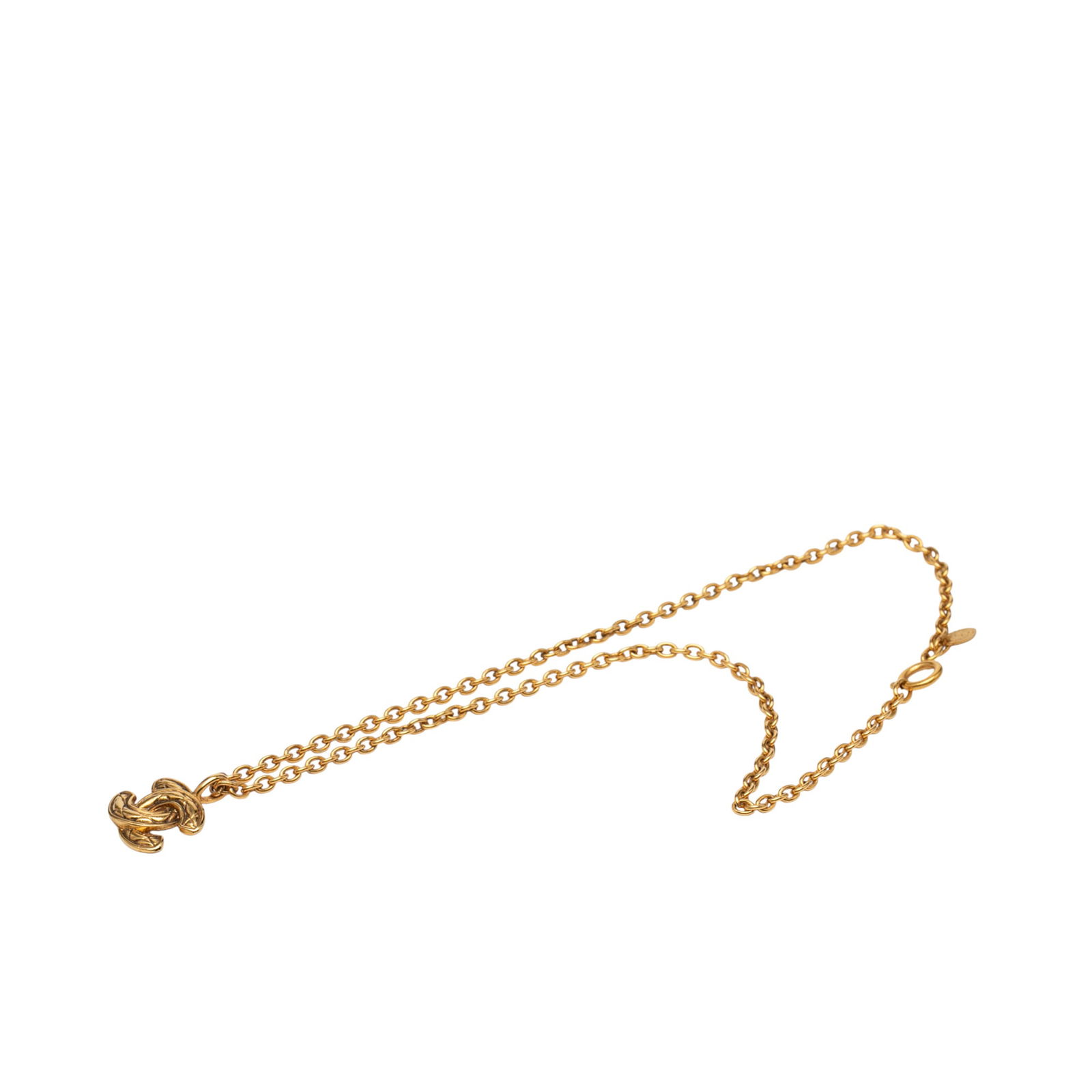 Chanel Quilted CC Pendant Necklace in Gold Plated Metal (1 of 6)