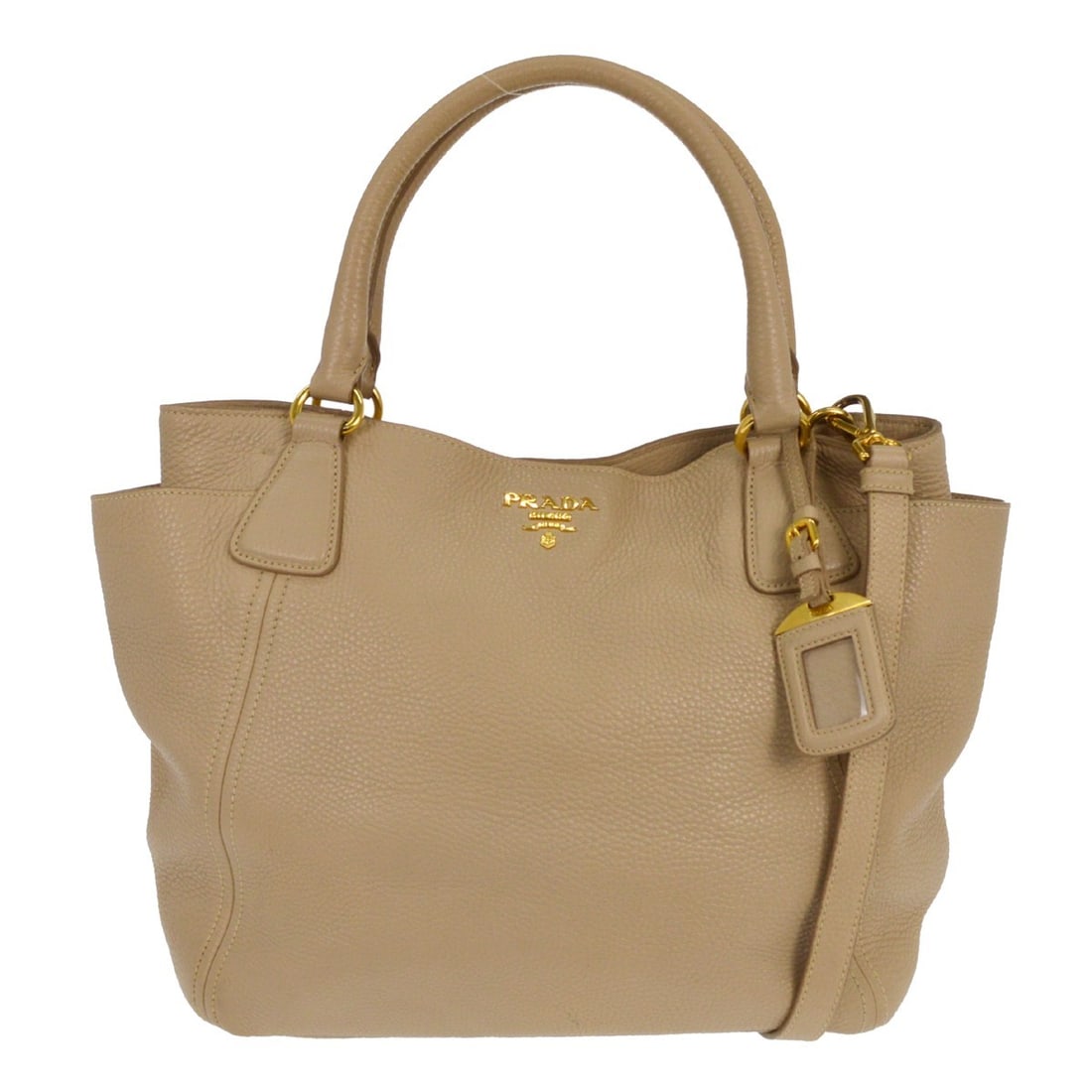 Large Beige Leather Double Handle Tote Prada 208 7/R (1 of 8)