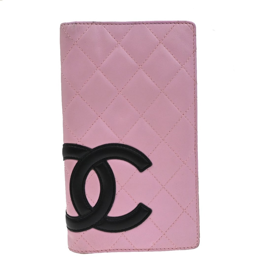 Pink Cambon Bifold Wallet by Chanel for Women: Pink Cambon Bifold Wallet by Chanel for Women This Chanel Cambon bifold wallet in pink is designed for women and features a classic bifold style. The pre-owned wallet shows signs of wear on the exteri