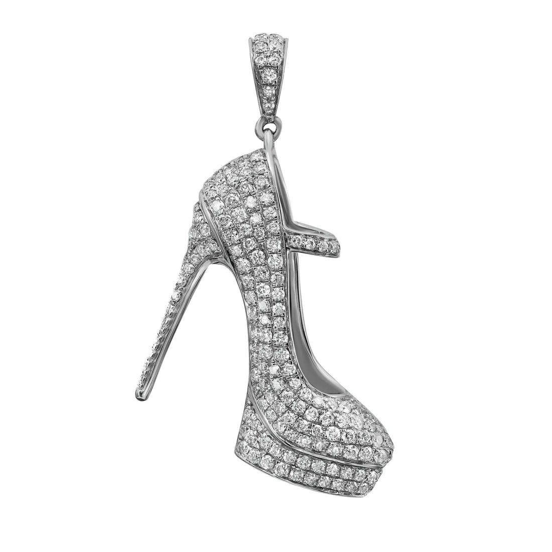 Rachel Koen 14K White Gold Diamond High Heel Shoe Charm Pendant 1.00 Cttw (1 of 4)