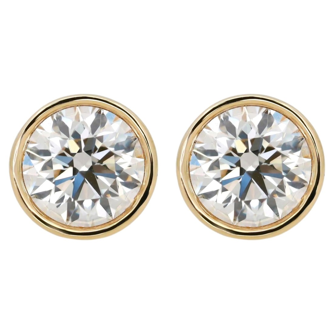 Rachel Koen 3.00ctw Lab Diamond Stud Earrings in 14k Yellow Gold Bezel Setting (1 of 4)
