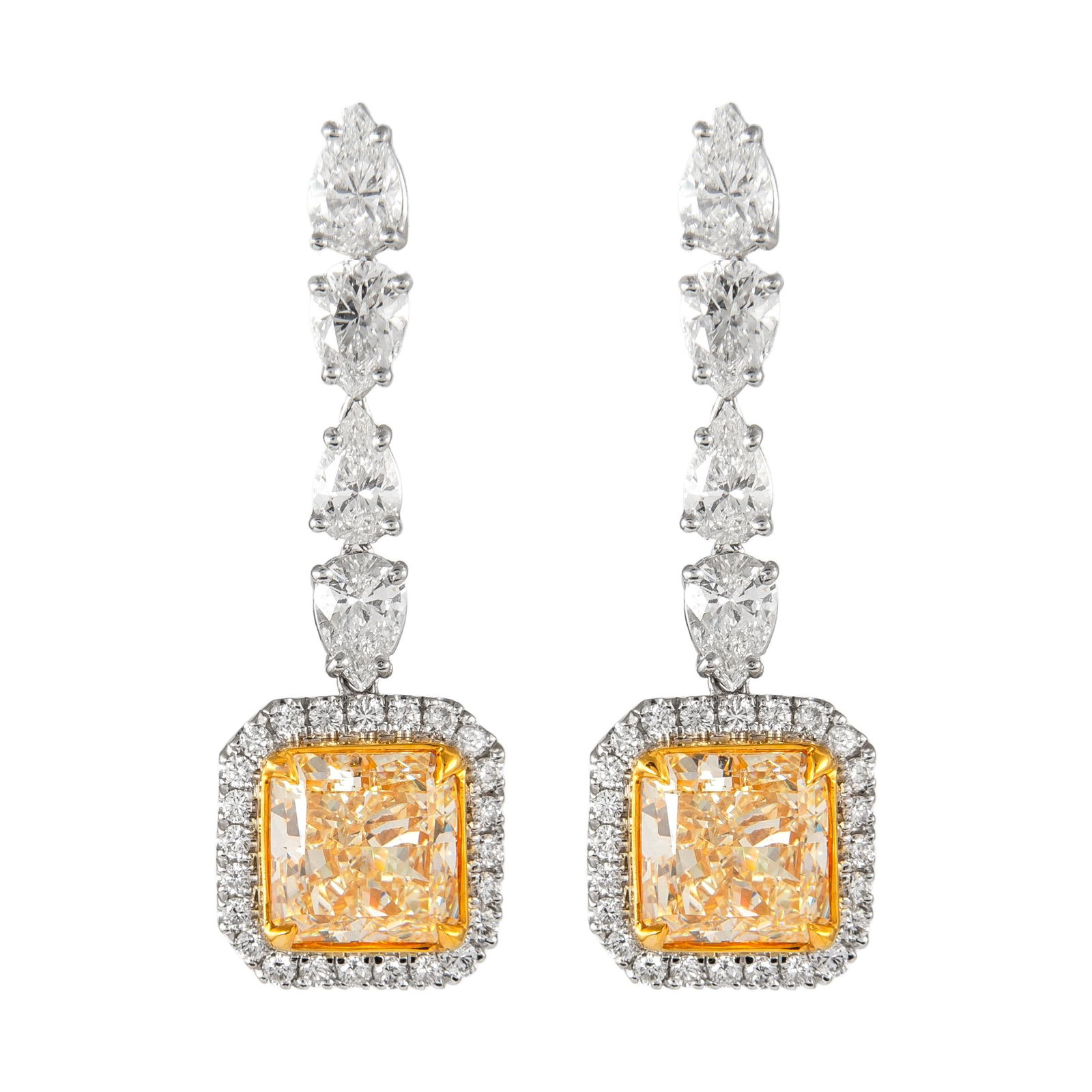 9.20ct Fancy Yellow Diamond Drop Earrings Platinum 18k EGL Certified (1 of 4)
