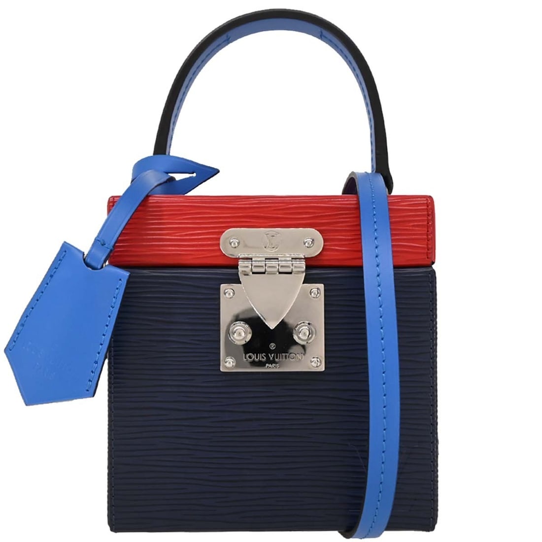 Louis Vuitton Bleecker Box Handbag Navy Red Epi Leather M52466: Louis Vuitton Bleecker Box Handbag Navy Red Epi Leather M52466 Discover the elegance of the Louis Vuitton Bleecker Box Handbag, a stylish accessory crafted from premium Epi leather. This chic satchel
