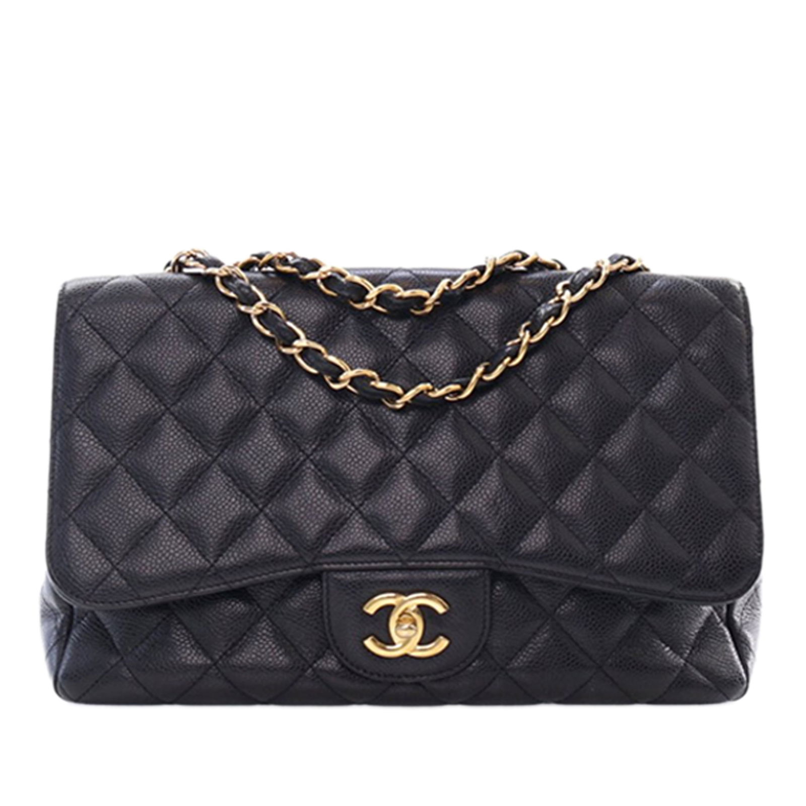 Chanel Black Quilted Caviar Leather Jumbo Classic Single Flap Bag (1 of 15)