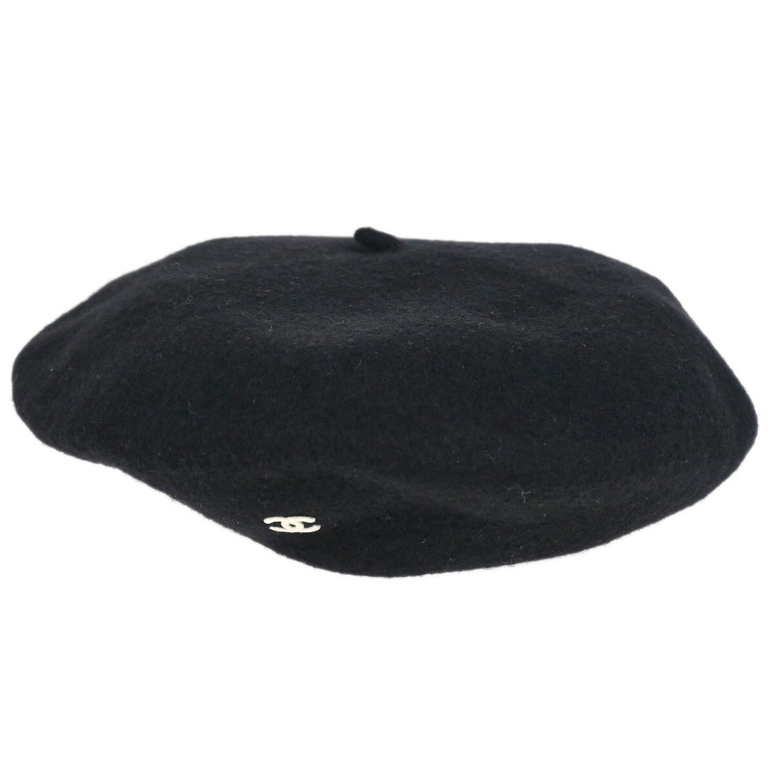Chanel Vintage Black Logo Beret for Casual Fall Winter Wear (1 of 7)