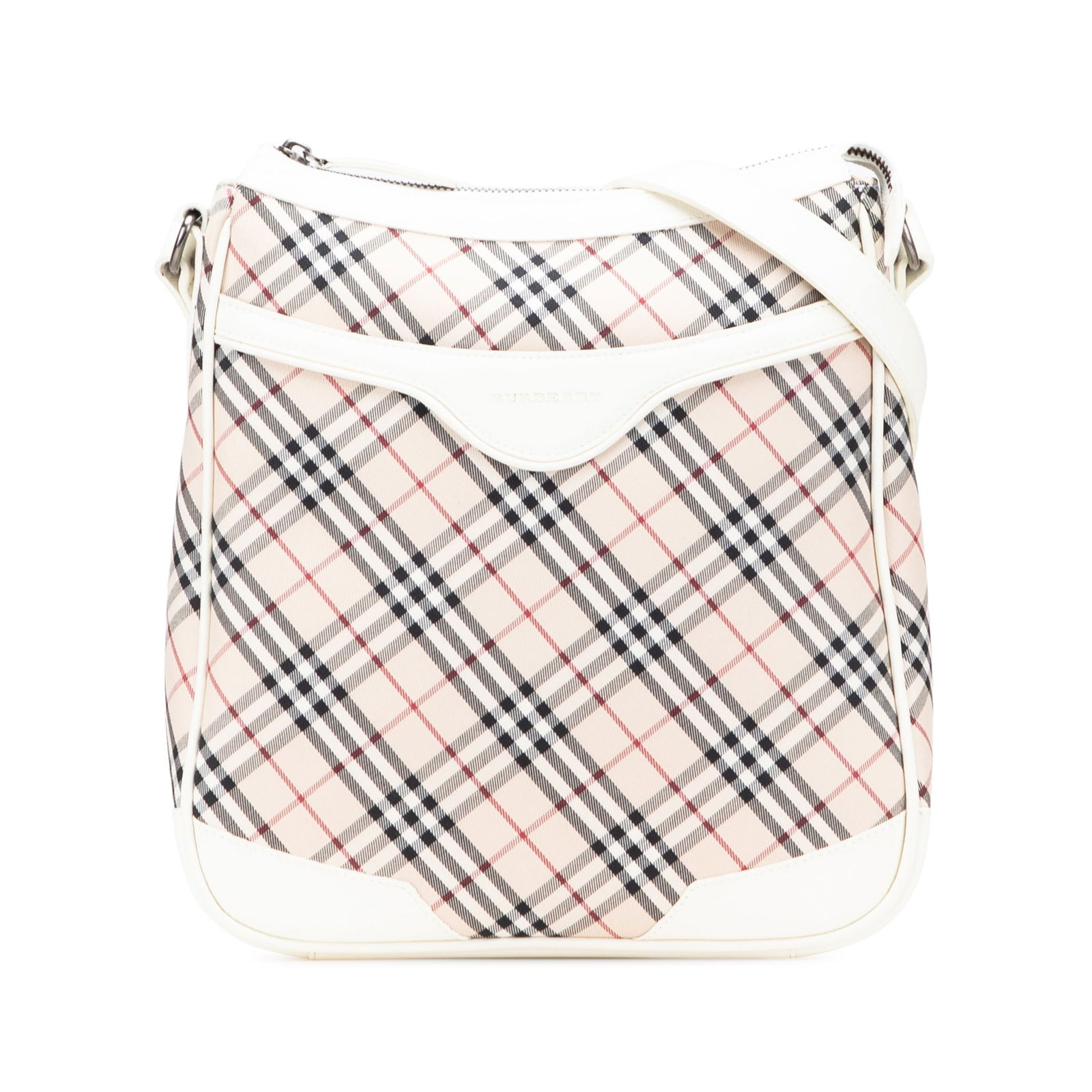 Burberry Nova Check Canvas Crossbody Bag with Leather Trim: Burberry Nova Check Canvas Crossbody Bag with Leather Trim Elevate your accessory collection with this Burberry Nova Check Canvas Crossbody. Crafted with a distinctive nova check canvas body and refin