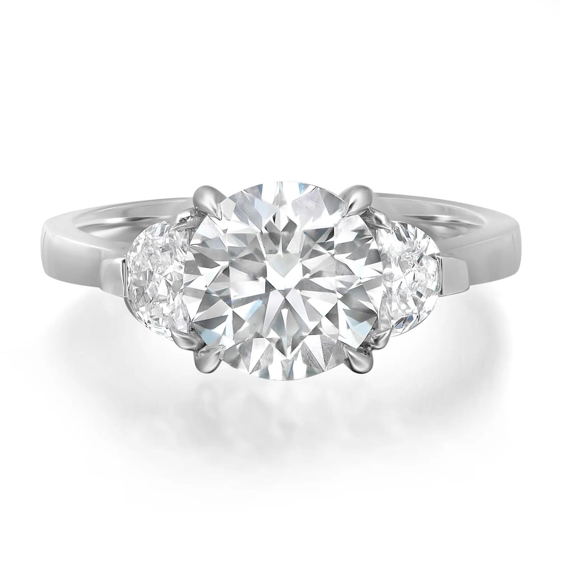 Rachel Koen 14K White Gold Three Stone Lab Grown Diamond Ring 2.41 Cttw: Rachel Koen 14K White Gold Three Stone Lab Grown Diamond Ring 2.41 Cttw Make a statement with this exquisite Three Stone Engagement Ring crafted from 14K white gold. The centerpiece features a stunnin