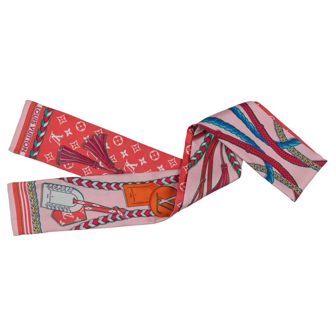 Louis Vuitton New Name Tags Silk Bandeau 3.25 x 47 Inches Italy (1 of 4)