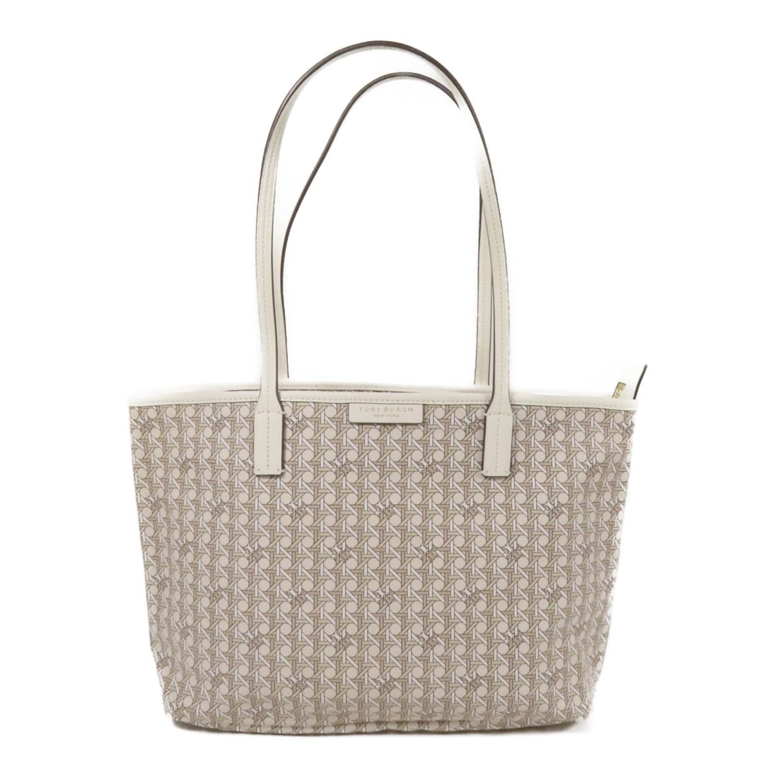 Tory Burch White Coated Canvas Tote Shoulder Bag (1 of 12)