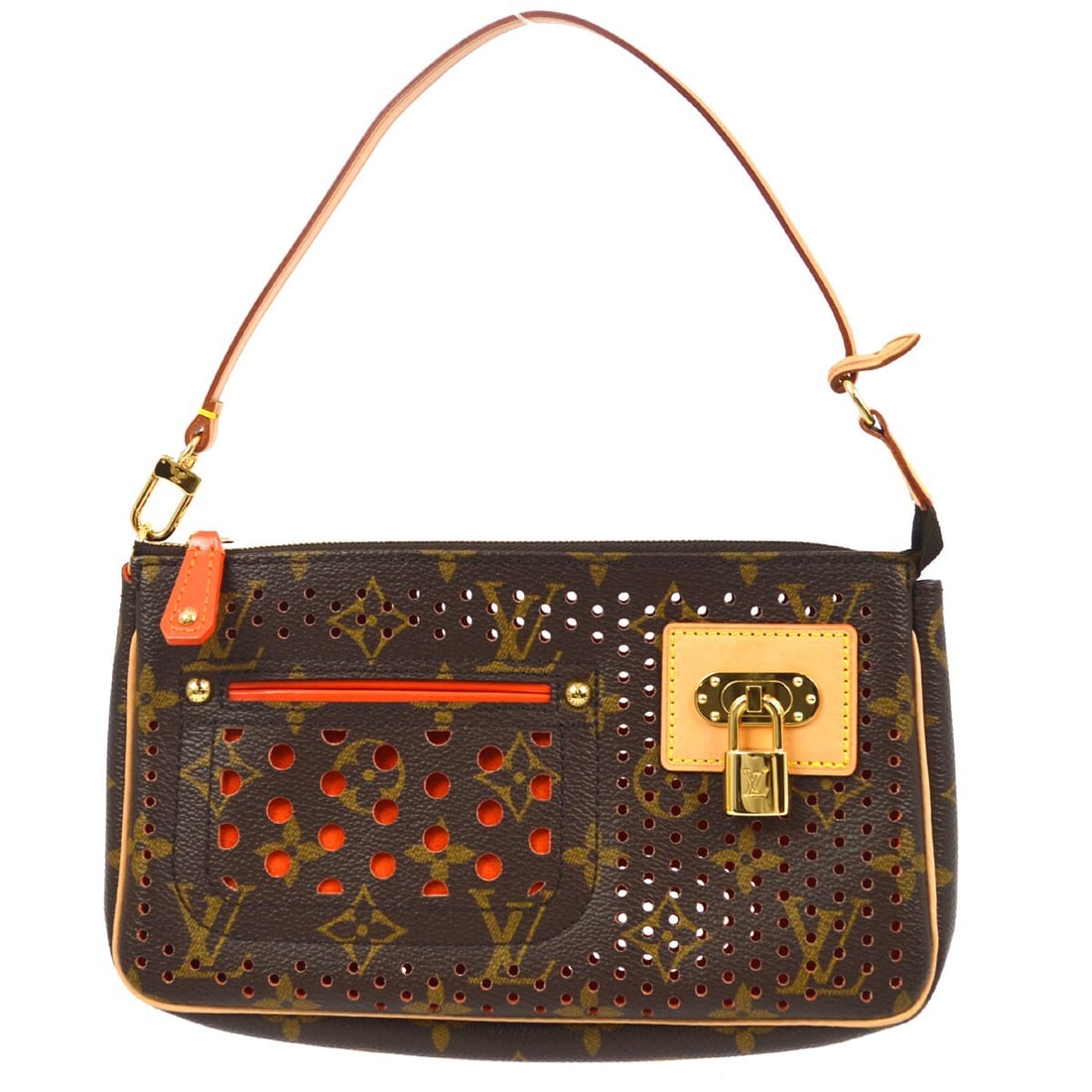 Louis Vuitton Monogram Perfo Pochette Accessoires Handbag M95185 Brown Orange (1 of 8)