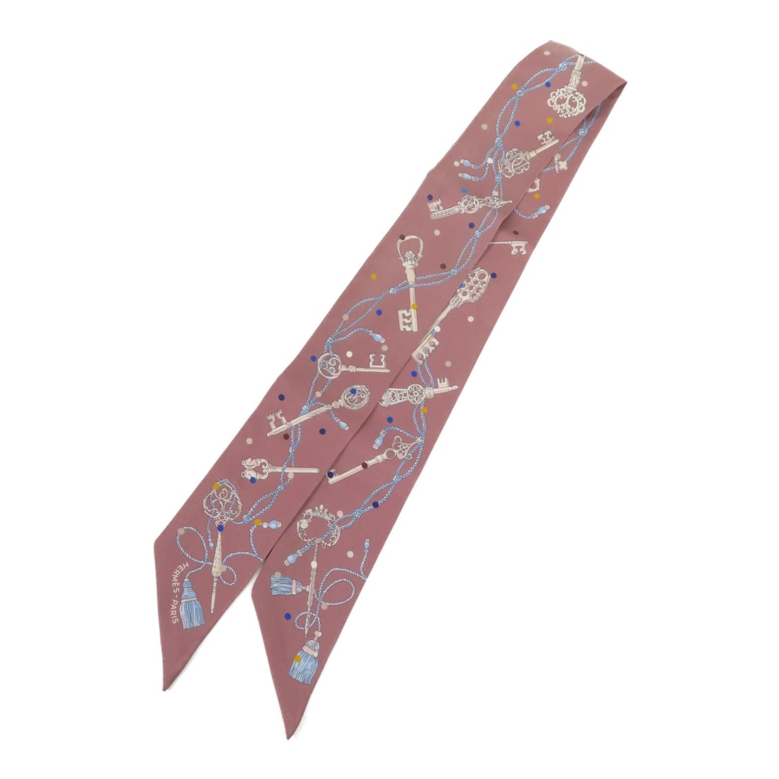 HERMES Purple Silk Twilly Scarf Made in France (1 of 12)