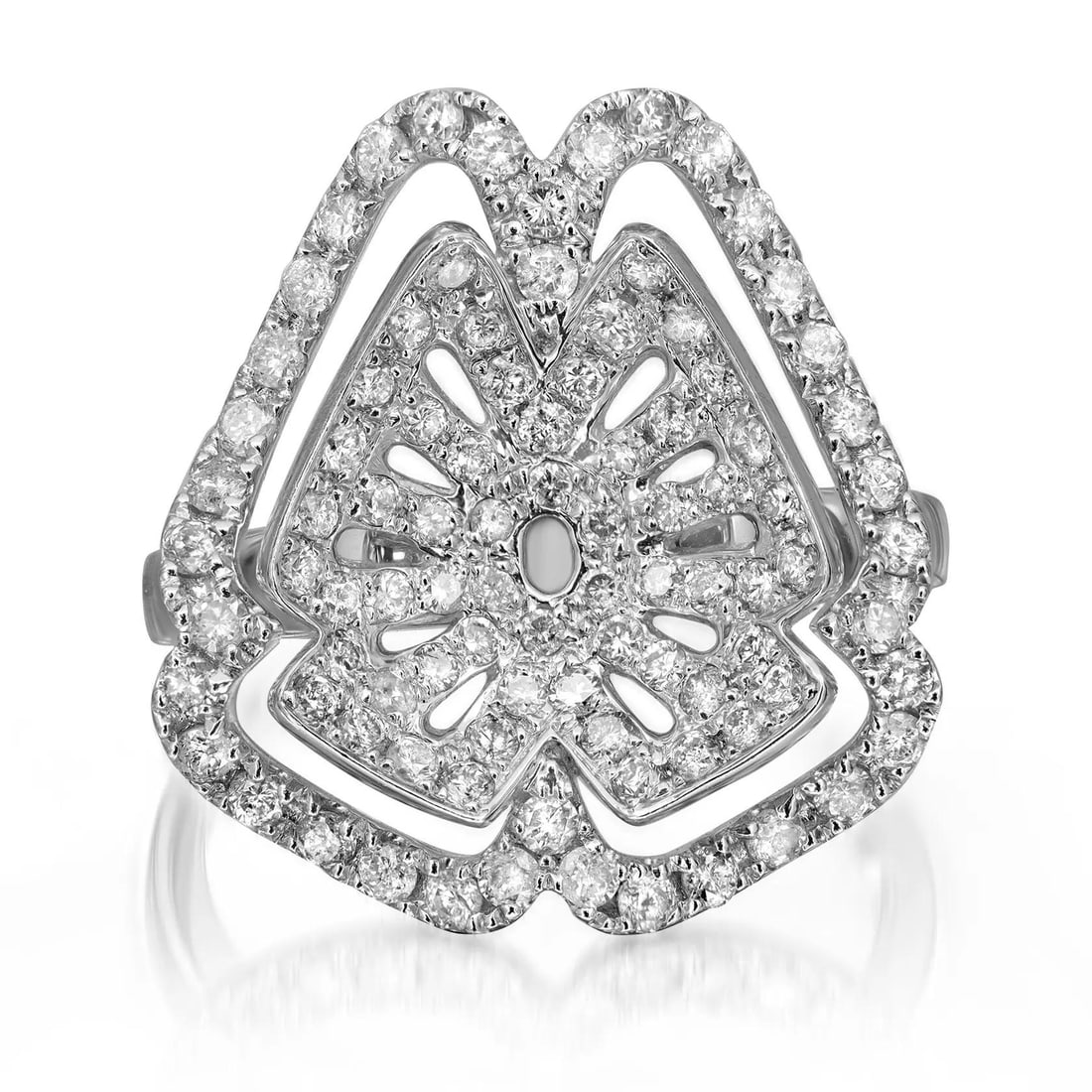 Rachel Koen 1.17ct Diamond Cocktail Ring 14K White Gold Prong Set: Rachel Koen 1.17ct Diamond Cocktail Ring 14K White Gold Prong Set Elevate your elegance with this stunning 1.17 carat total weight cocktail ring, expertly crafted in 14K white gold. The ring features