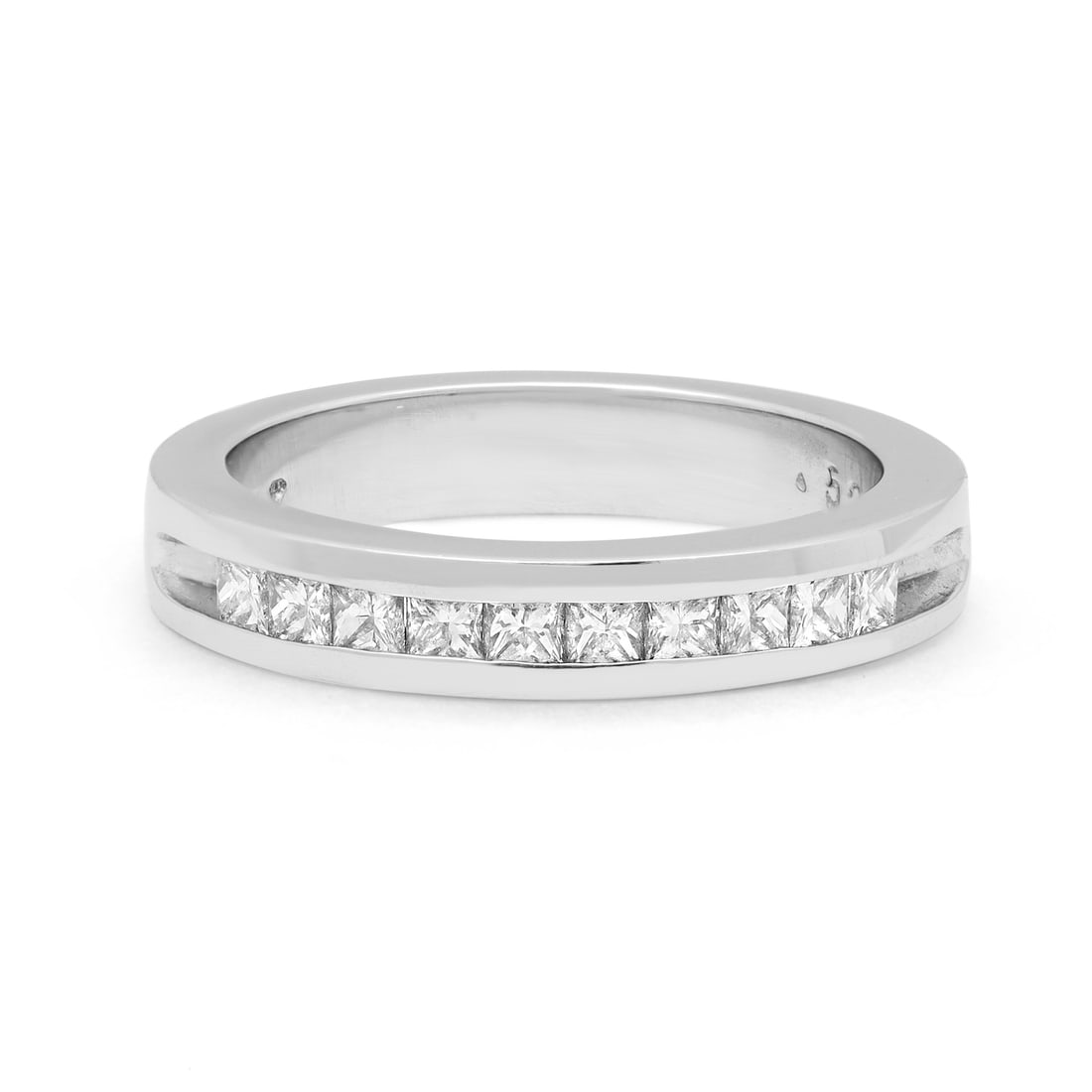 Rachel Koen 0.50ct Princess Cut Diamond Platinum Wedding Band Ring Size 6.5: Rachel Koen 0.50ct Princess Cut Diamond Platinum Wedding Band Ring Size 6.5 This elegant Rachel Koen wedding band ring showcases a stunning array of 10 princess cut diamonds, expertly set in a channel