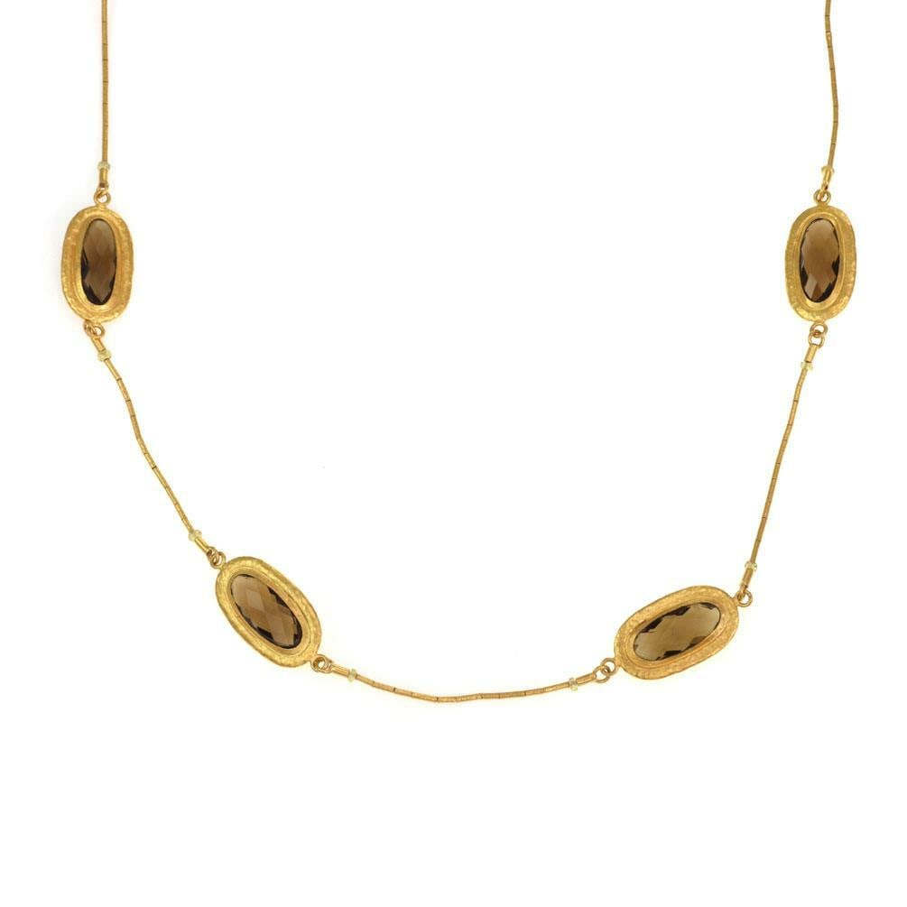 Gurhan 24k Gold Smoky Quartz Oval Station Necklace 31.5" (1 of 5)