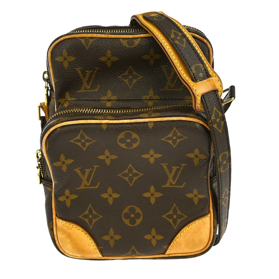 Amazone Monogram Crossbody Shoulder Bag by Louis Vuitton: Amazone Monogram Crossbody Shoulder Bag by Louis Vuitton This pre-owned Louis Vuitton Amazone crossbody bag features the iconic Monogram canvas with leather accents. The bag shows visible signs of use