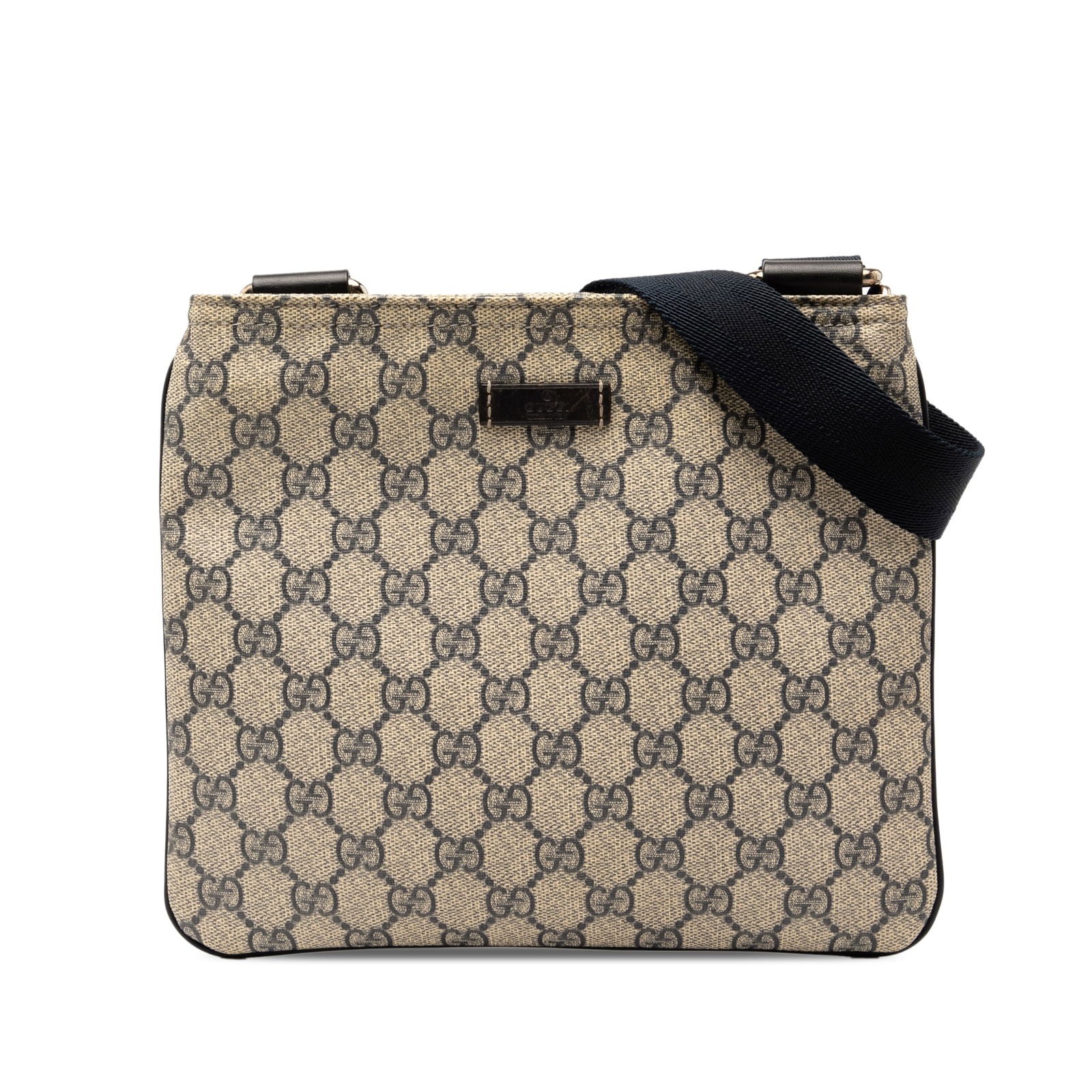 Brown Gucci GG Supreme Canvas Adjustable Strap Crossbody Bag: Brown Gucci GG Supreme Canvas Adjustable Strap Crossbody Bag This Gucci GG Supreme Crossbody bag features a coated canvas body in brown, an adjustable flat strap, a top zip closure, and an interior sl