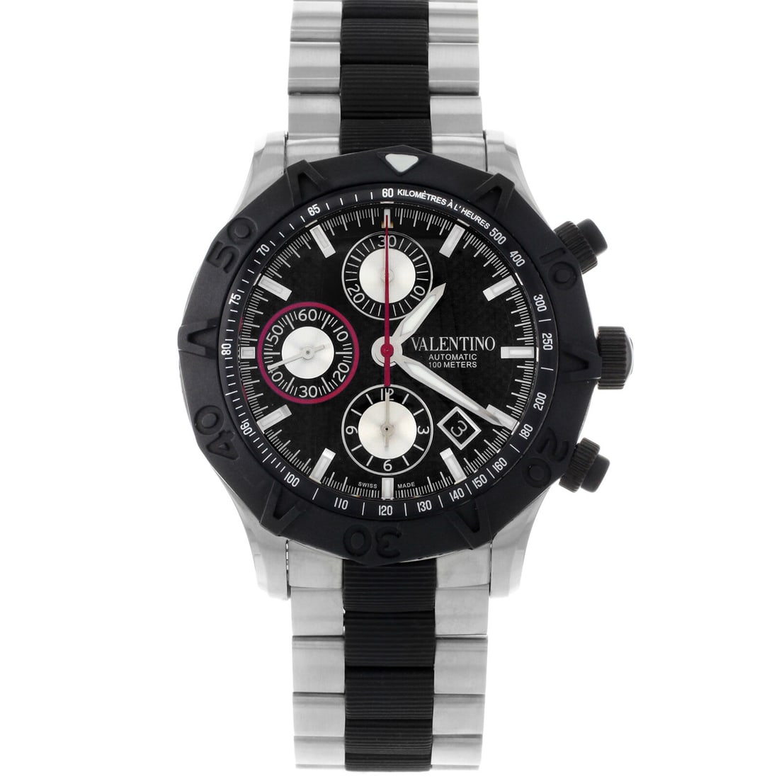 Valentino V40LCA9R909-S09R Limited Edition Automatic Chrono Diver Watch: Valentino V40LCA9R909-S09R Limited Edition Automatic Chrono Diver Watch Experience the perfect blend of style and functionality with this Valentino Steel Rubber Black Dial Automatic Men's Watch. This