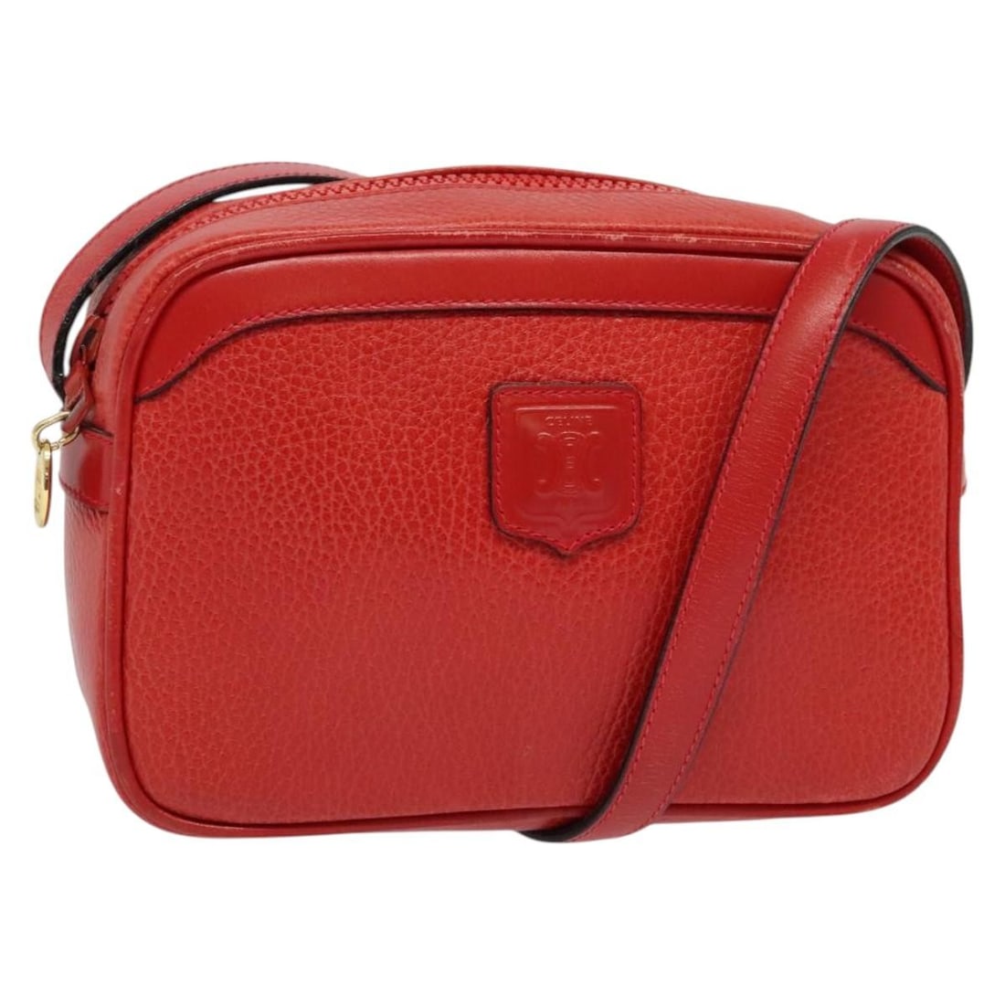 Red Celine Shoulder Bag for Women: Red Celine Shoulder Bag for Women This Celine shoulder bag features a red exterior with signs of gentle use, including some surface rubbing, slight scratches, and minor out-of-shape areas. The shoulde