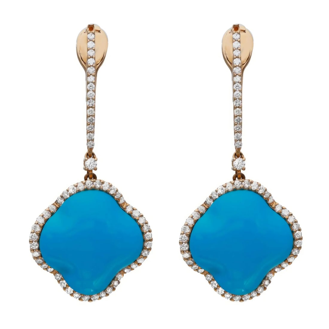 Rachel Koen 14K Yellow Gold Turquoise & Diamond Dangle Earrings (1 of 6)