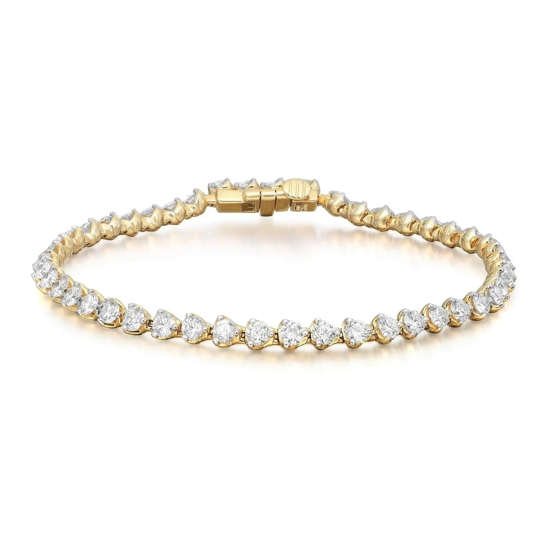 Rachel Koen 5.00ct Round Diamond Tennis Bracelet 14K Yellow Gold: Rachel Koen 5.00ct Round Diamond Tennis Bracelet 14K Yellow Gold This stunning tennis bracelet by Rachel Koen showcases a total of 5.00 carats of round brilliant cut diamonds, elegantly set in a three