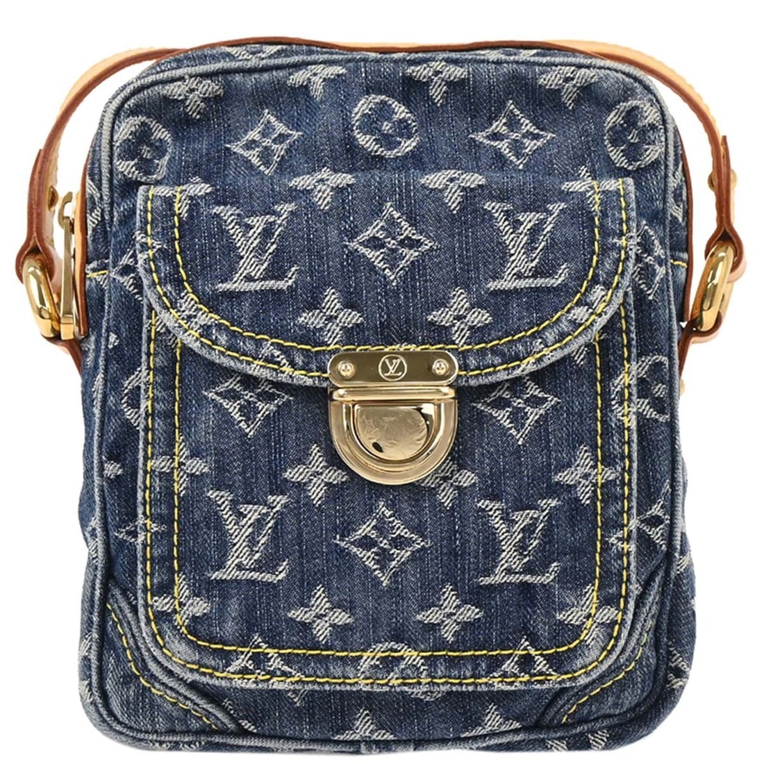 Louis Vuitton Monogram Denim Camera Bag M95348 Blue Handbag: Louis Vuitton Monogram Denim Camera Bag M95348 Blue Handbag The Louis Vuitton Monogram Denim Camera Bag is a stylish and functional accessory crafted in France. This small handbag features a striking