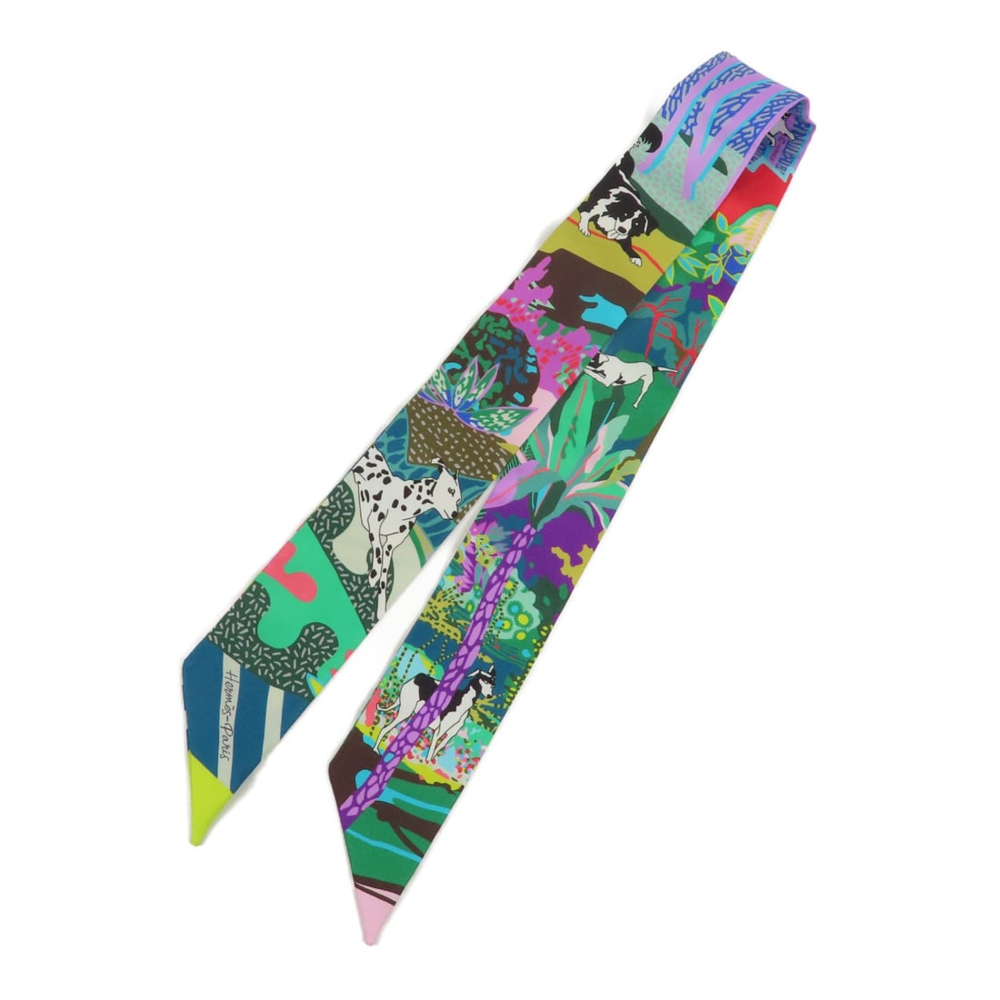 HERMES Multicolor Silk Twilly Scarf Made in France (1 of 9)