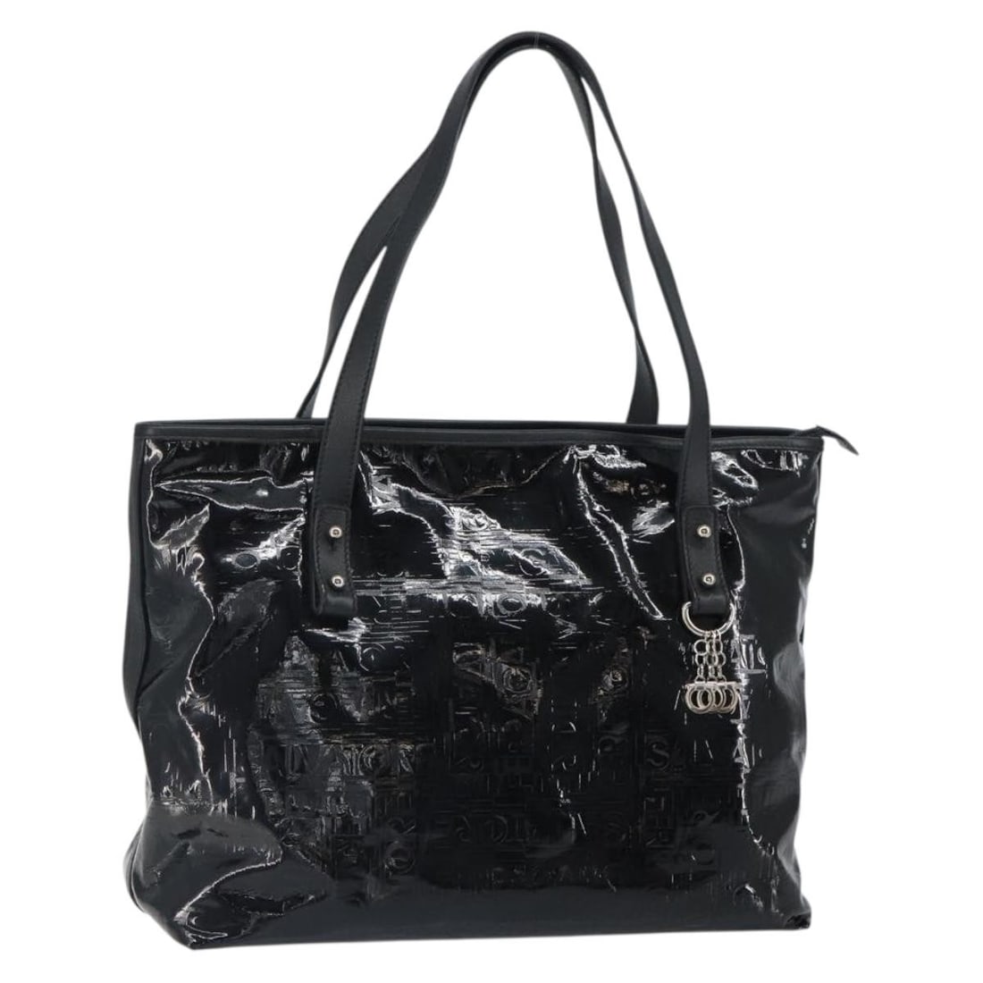 Black Enamel Gancini Tote by Salvatore Ferragamo Silver Accents: Black Enamel Gancini Tote by Salvatore Ferragamo Silver Accents This Salvatore Ferragamo Gancini tote bag features a sleek black enamel exterior accented with silver-tone details. Crafted in Italy, th
