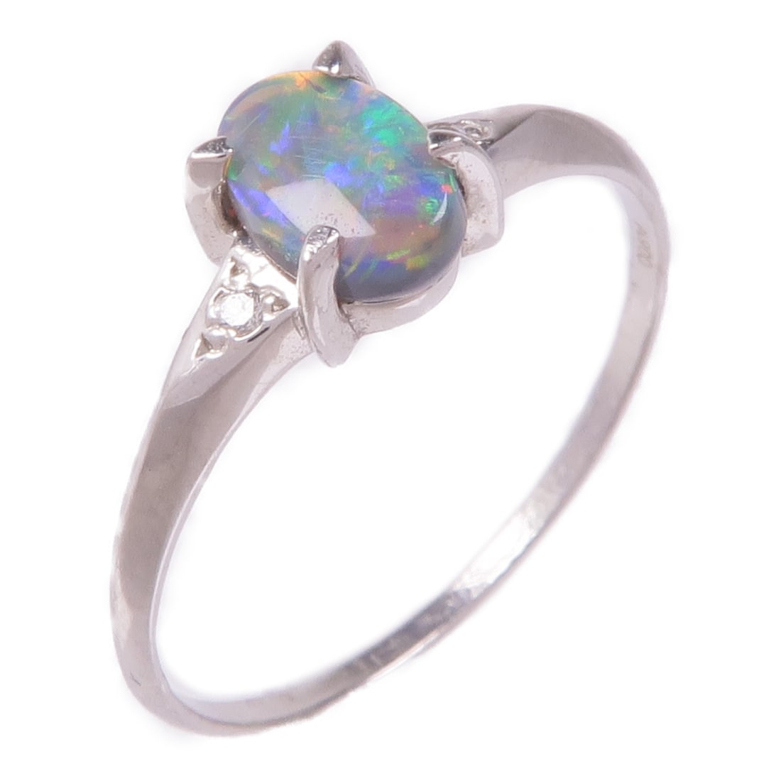 JEWELRY Opal Diamond Ring in PT900 Platinum Size 6.5 (1 of 8)