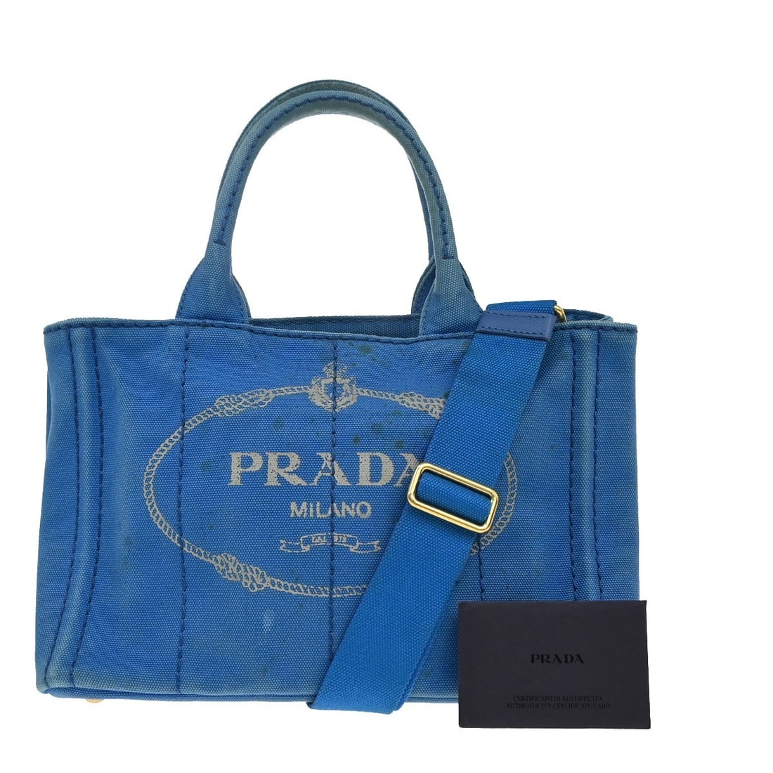 Blue Canapa Convertible Tote Bag by Prada (1 of 1)